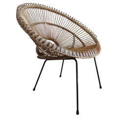 Used 1950s Rattan Cane and Metal Chair Franco Albini 2 available B