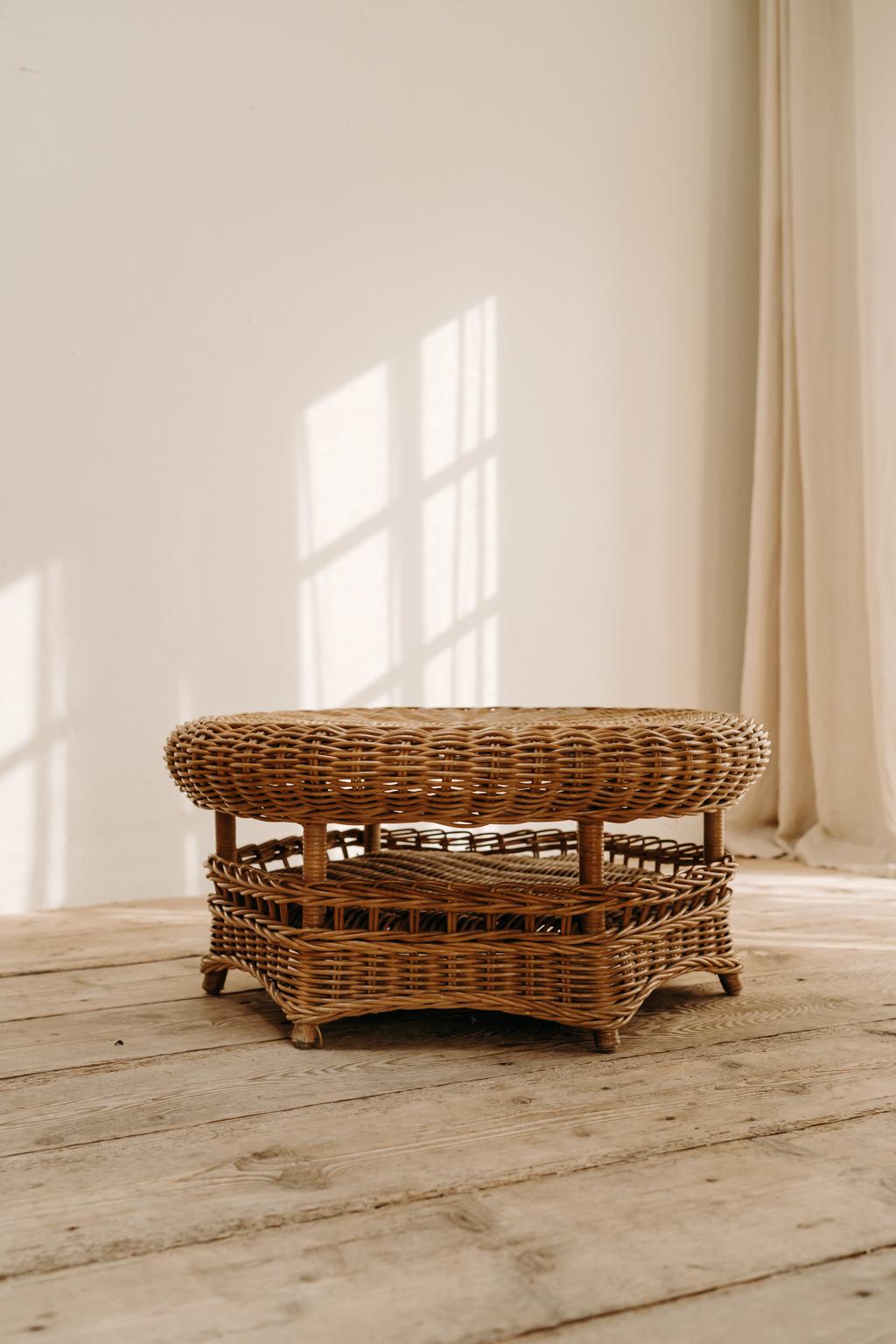 1950's Rattan Coffee Table In Good Condition In Brecht, BE