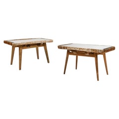 tables d'appoint en rotin des années 1950 attribuées à Isamu Kenmochi:: lot de 2