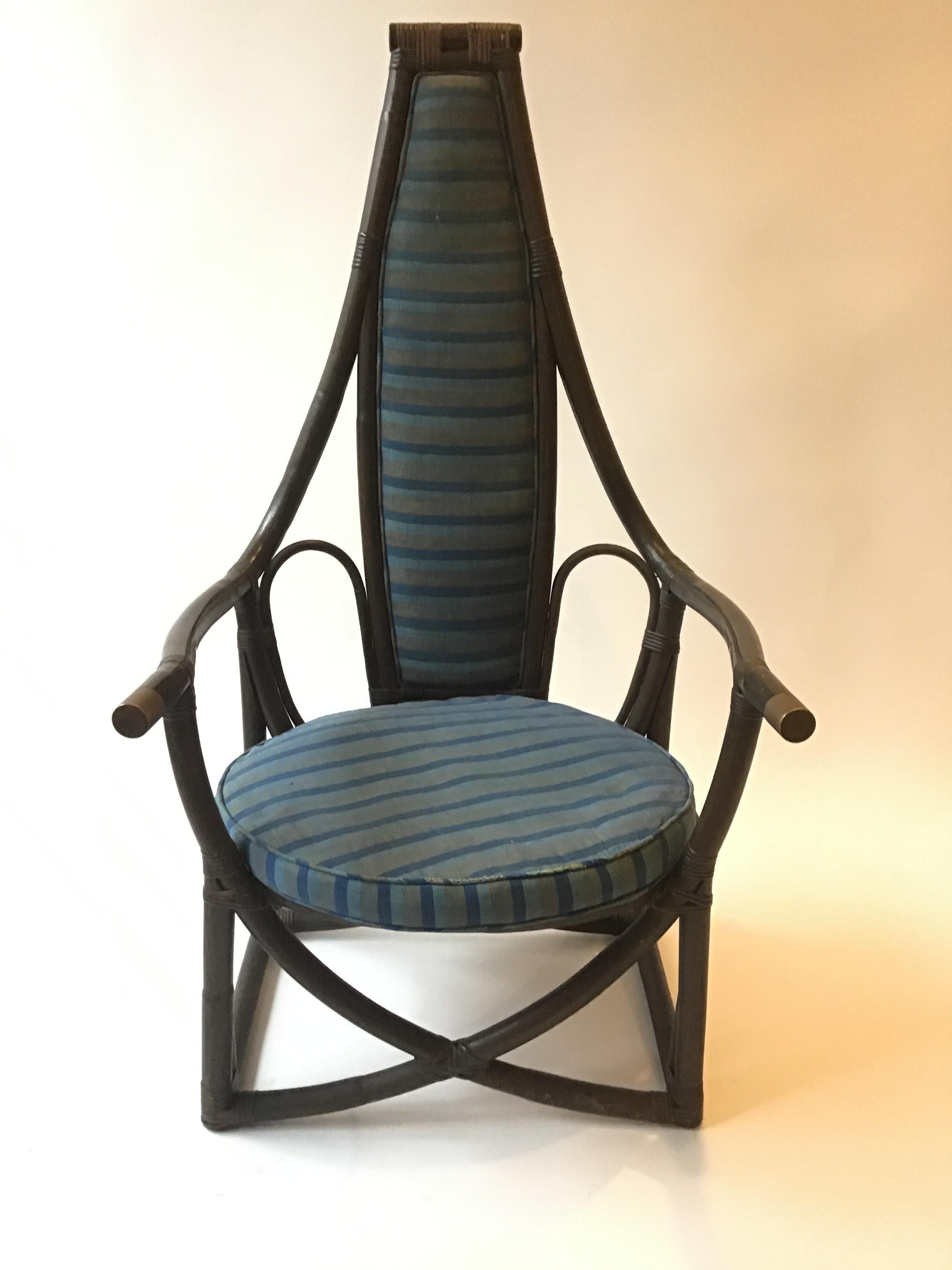 1950s rattan throne chair. Needs reupholstering.