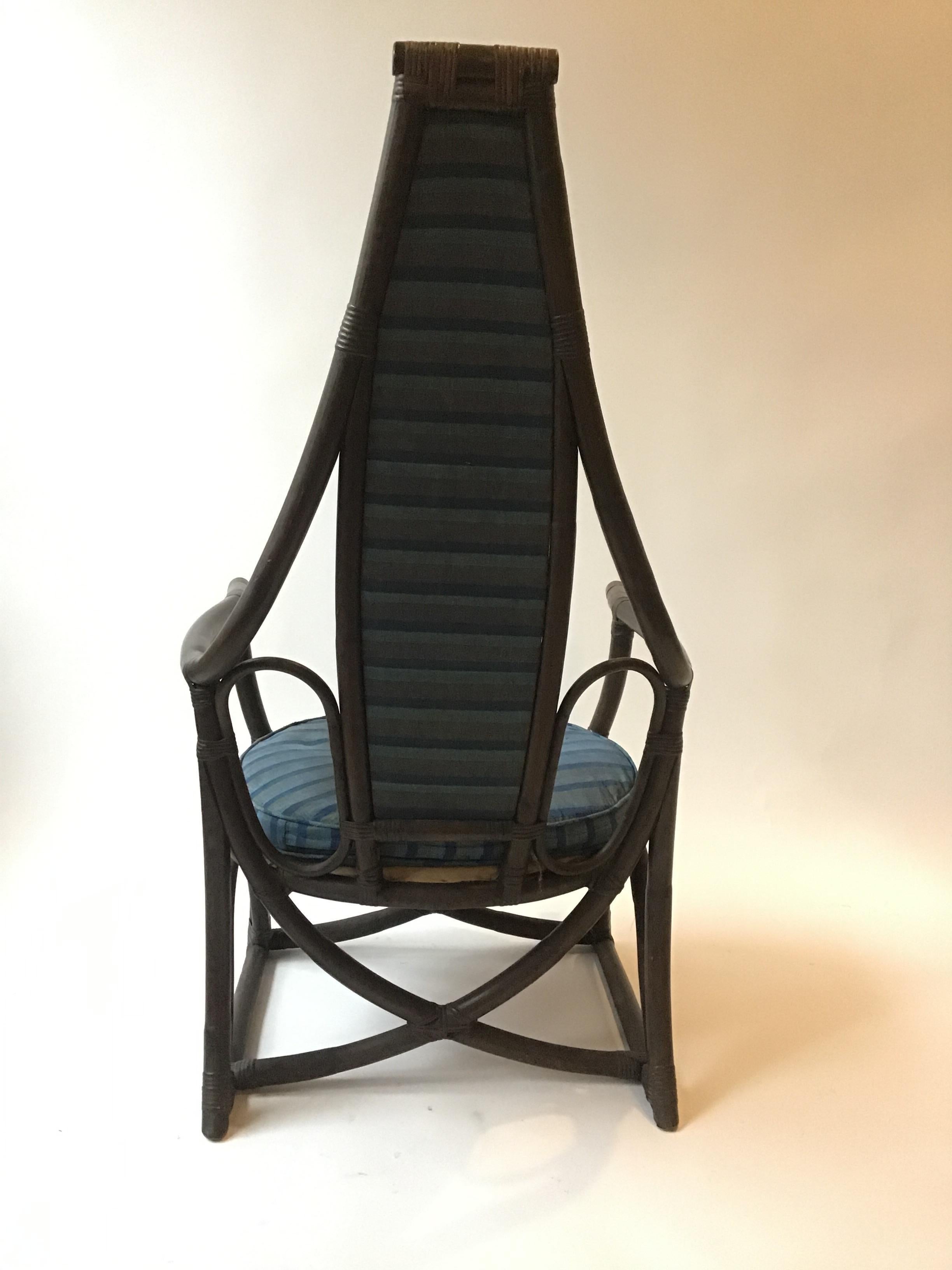 1950s Rattan Throne Chair 1