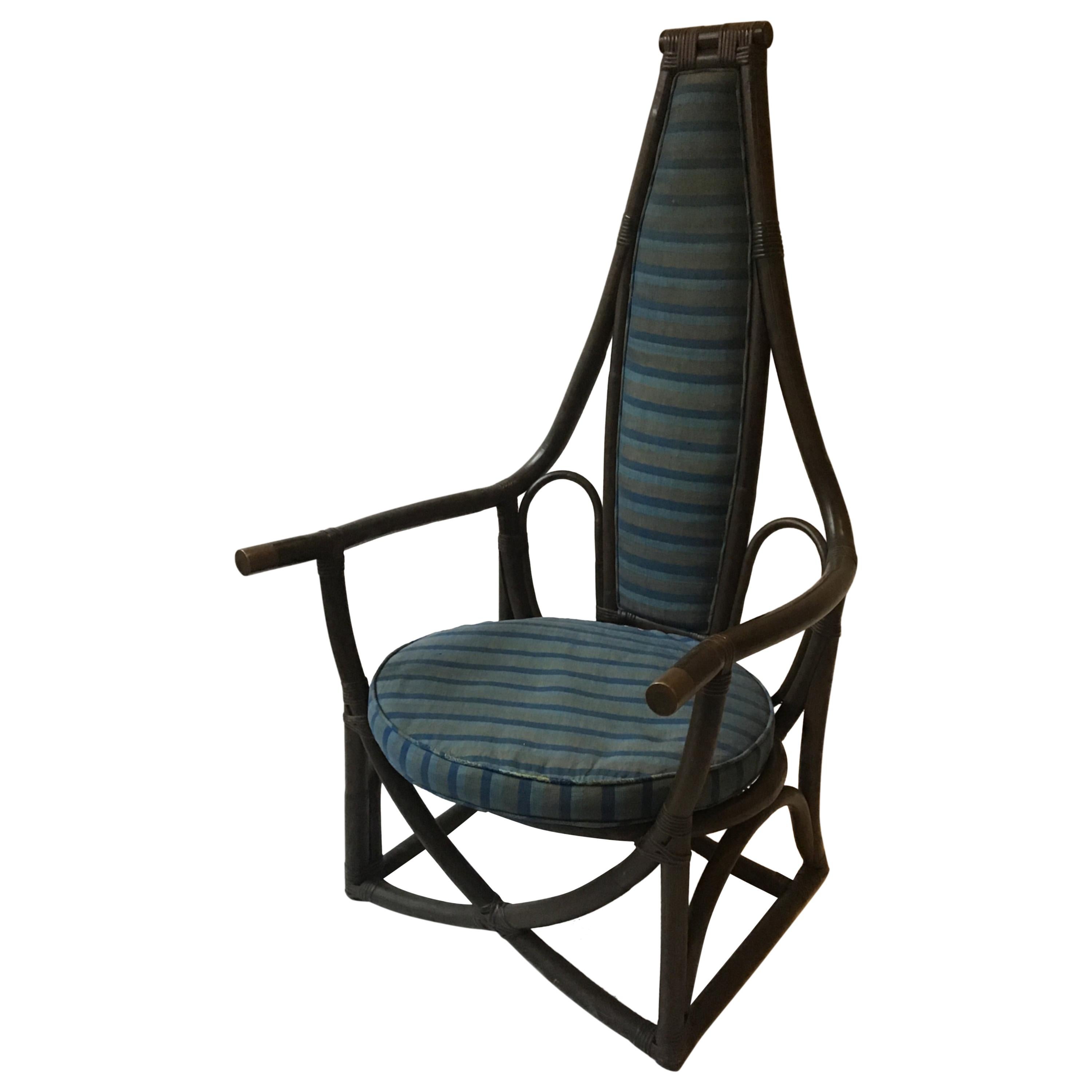 1950s Rattan Throne Chair