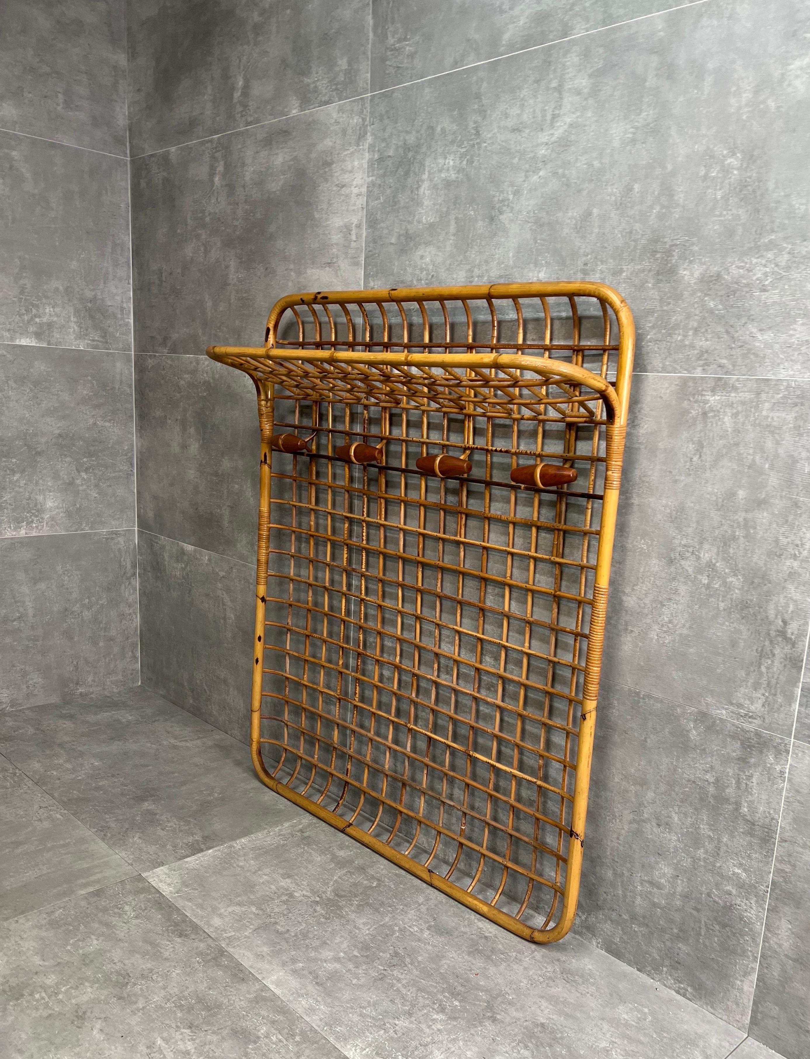 1950s, Rattan Wall Coat Rack at 1stDibs