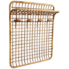 1950s, Rattan Wall Coat Rack
