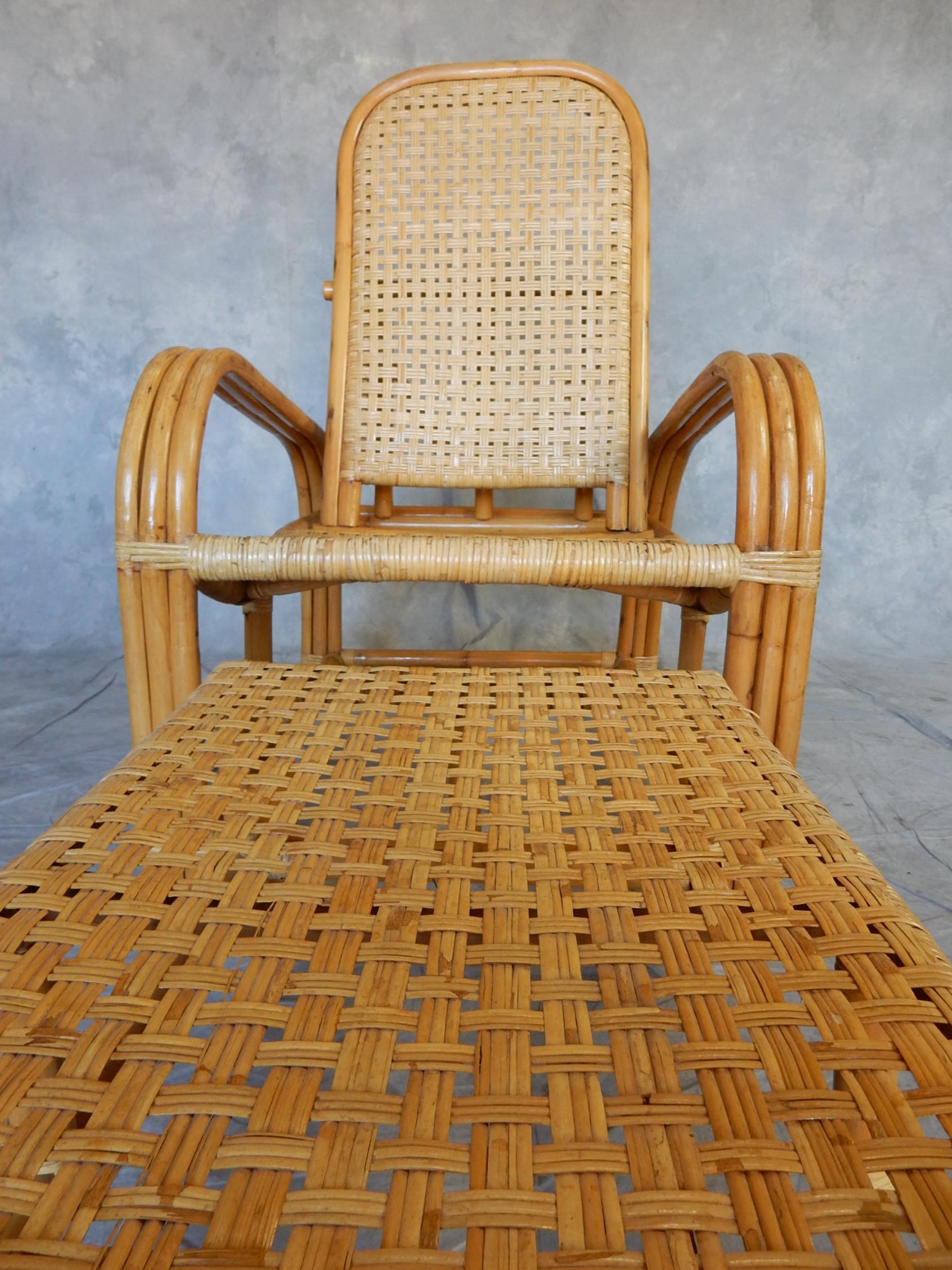 Sessel aus Rattan und geflochtenem Rohr, Paul Laszlo-Stil, 1950er Jahre im Angebot 5