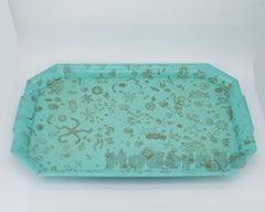 1950s Ray Eames Sea Things Schiffer Pattern Gold Aqua Melamine Waverly Tray