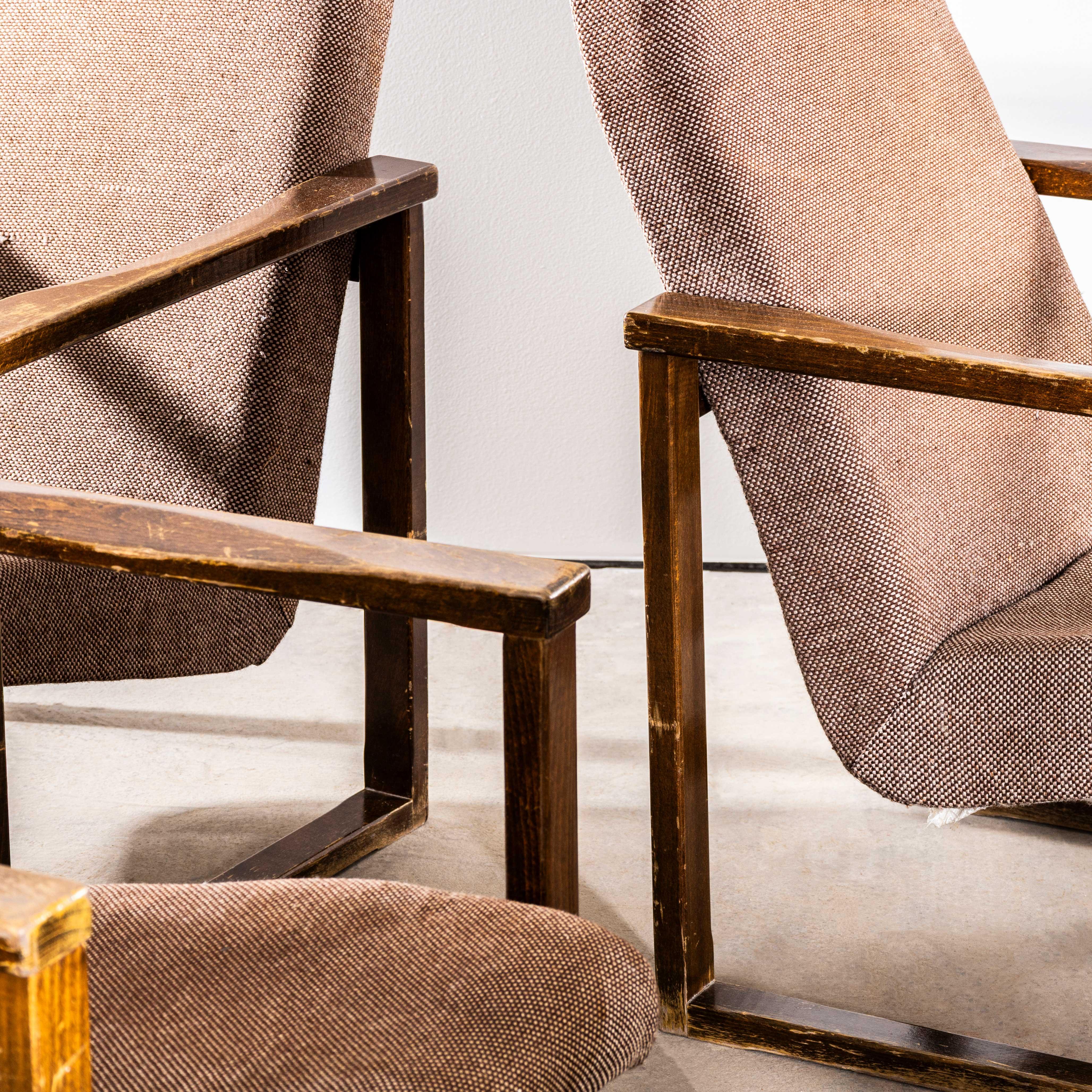 Mid-20th Century 1950's Re-Upholstered Cube Armchair For Sale