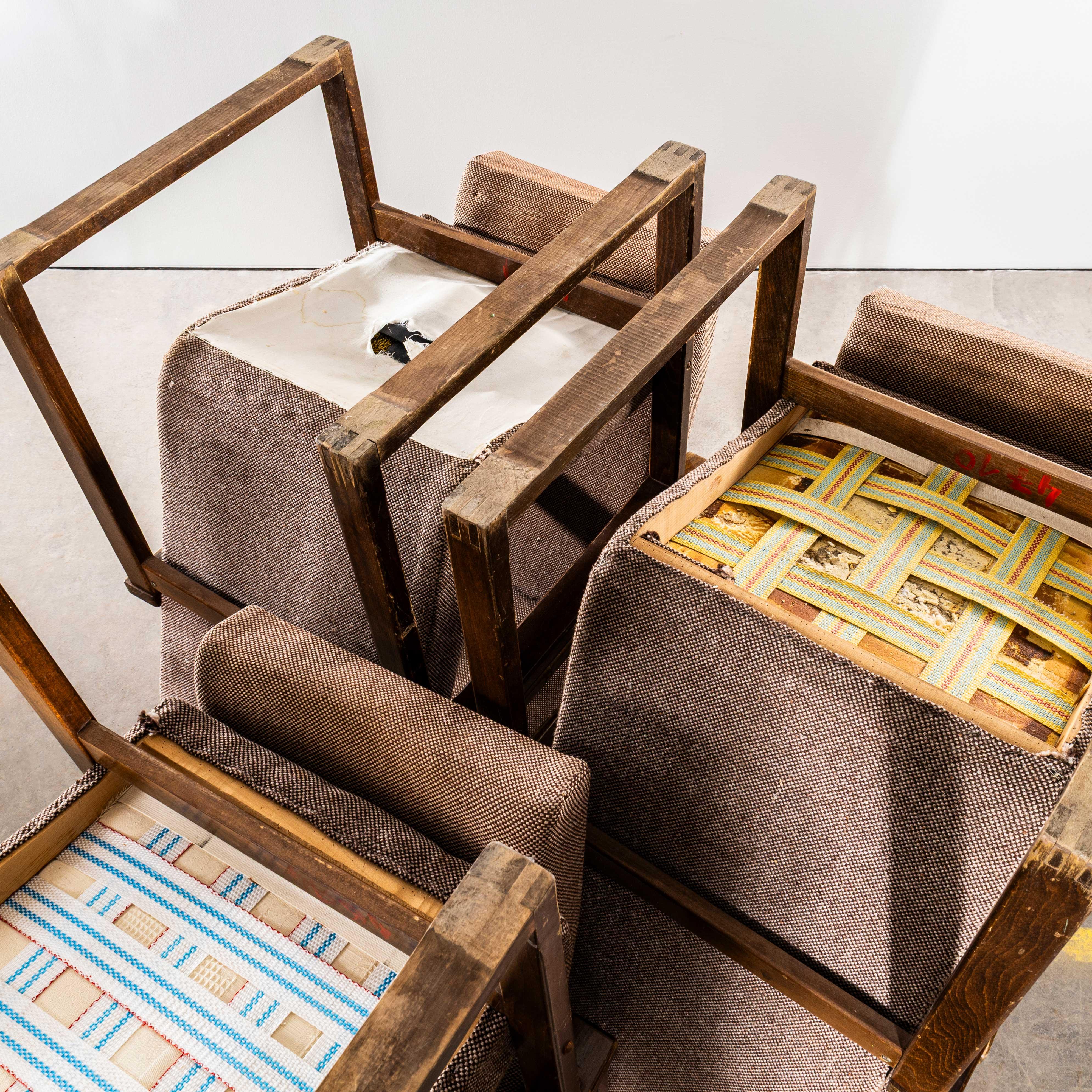 1950's Re-Upholstered Cube Armchair For Sale 3