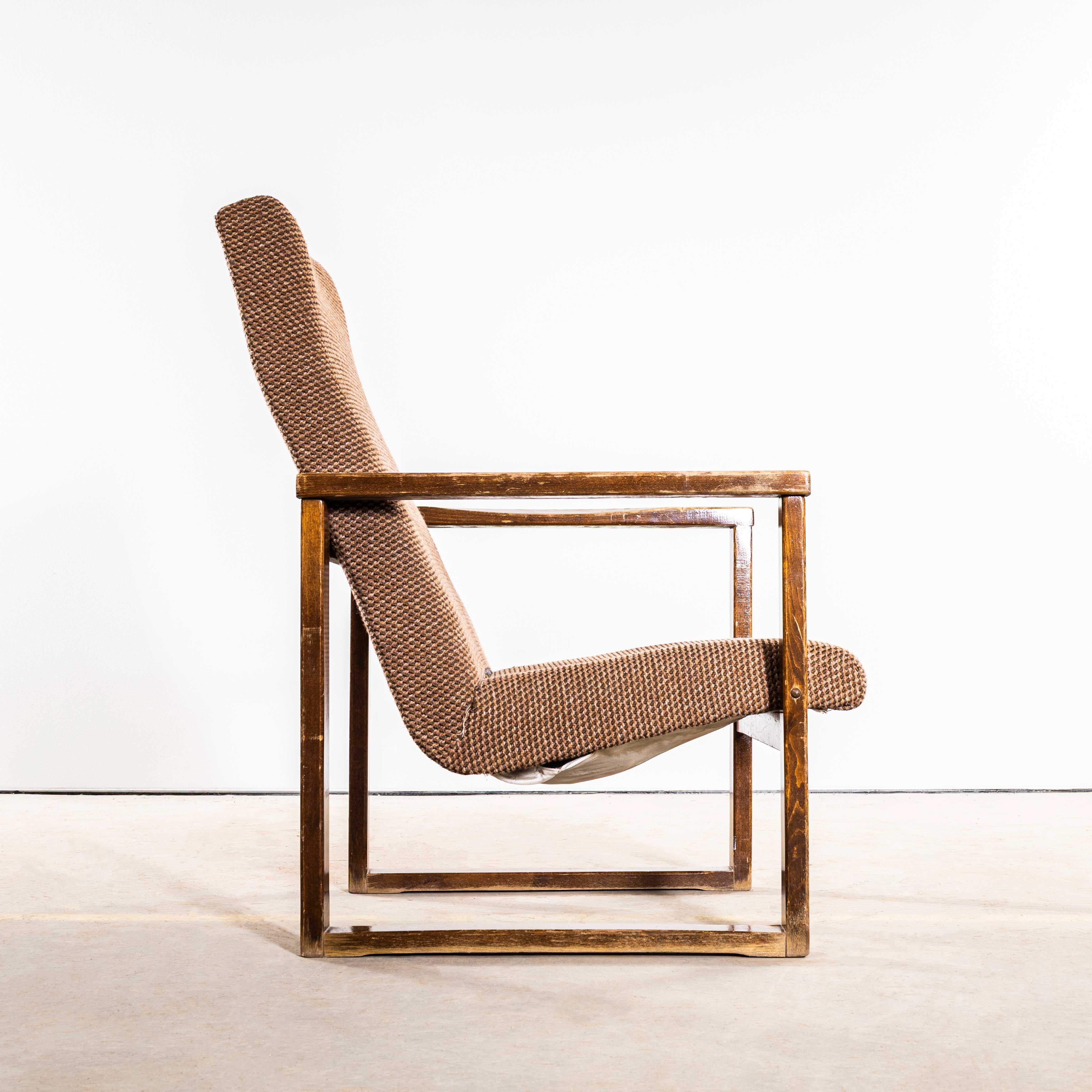 1950's Re-Upholstered Cube Armchair - Single Armchair For Sale 1