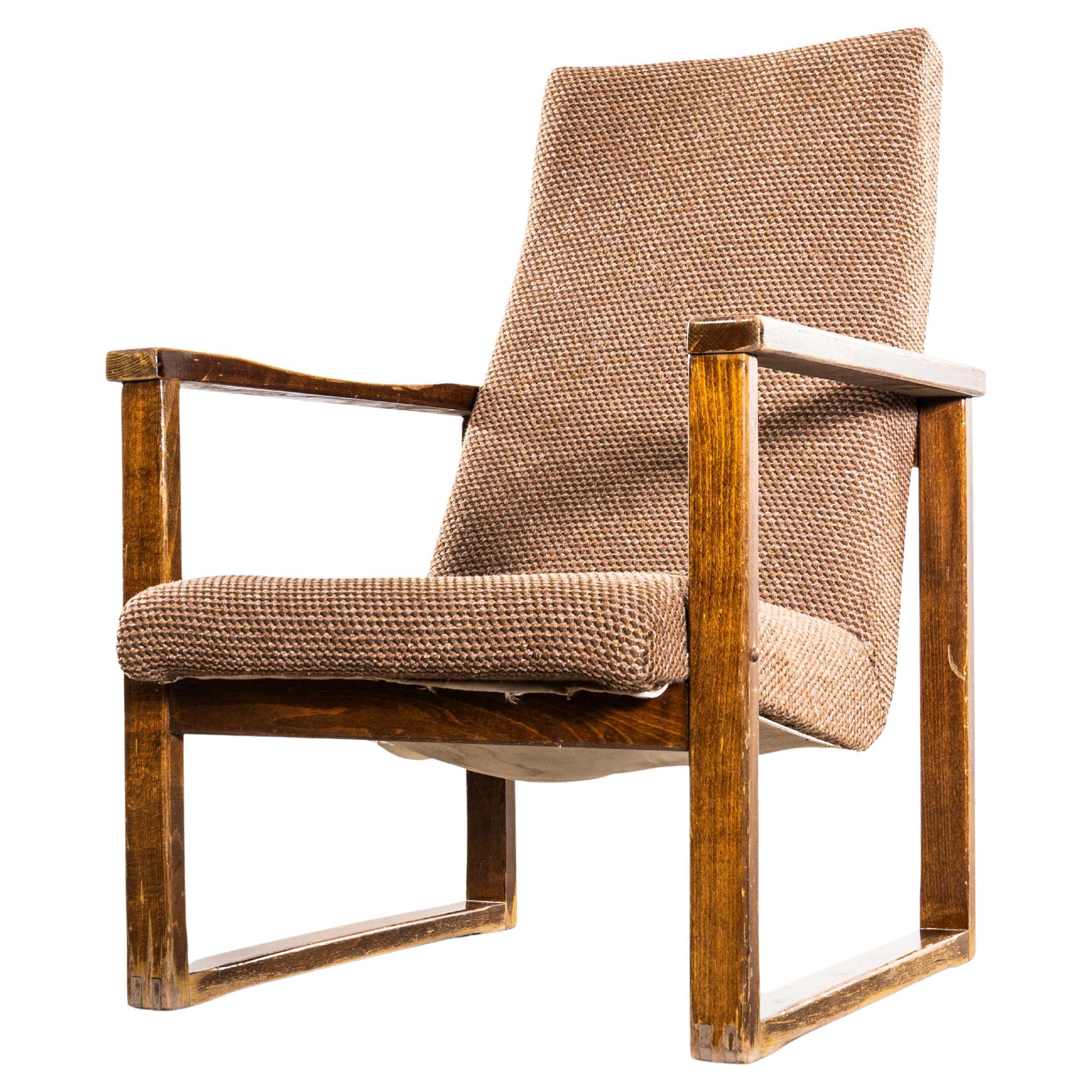 1950's Re-Upholstered Cube Armchair - Single Armchair For Sale