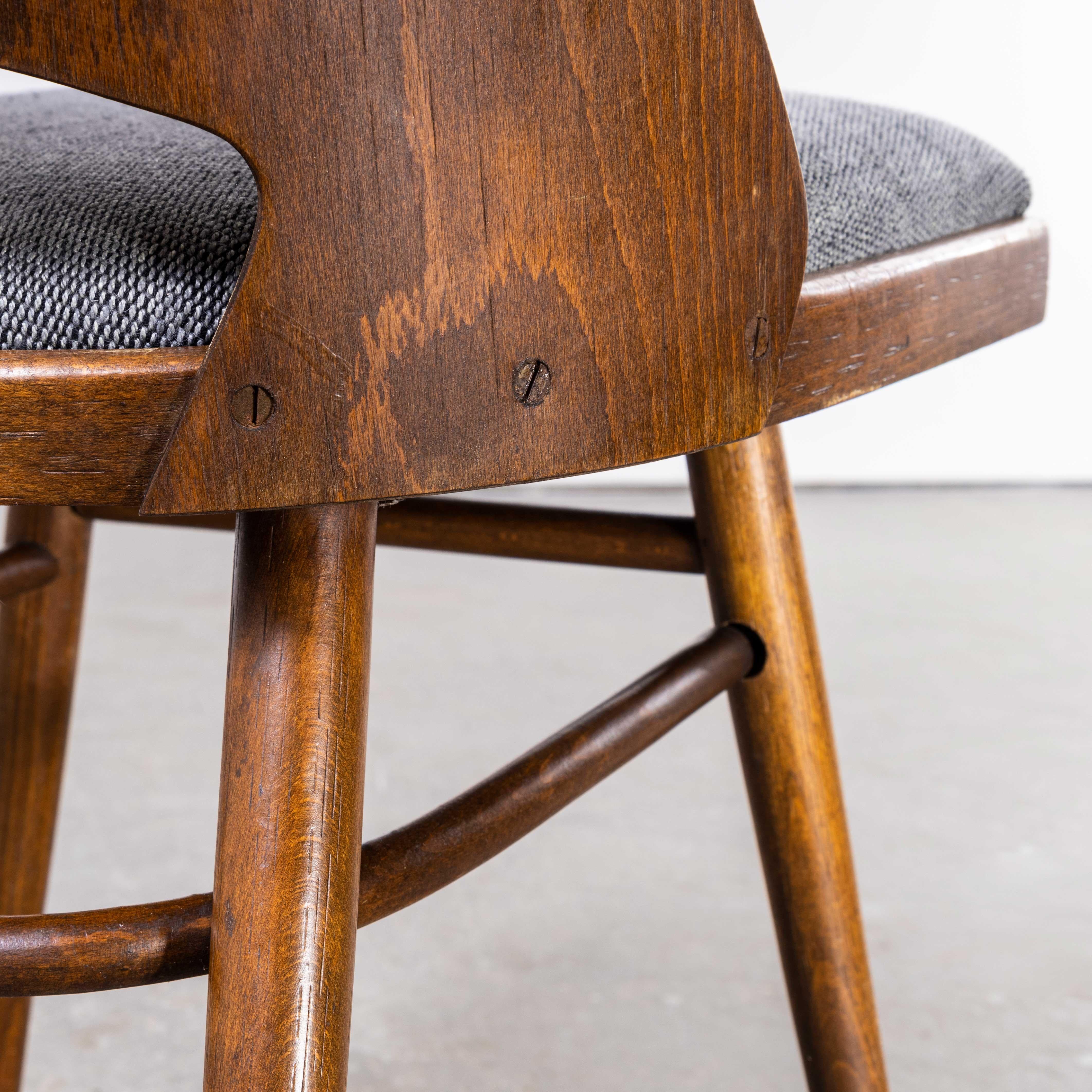 1950's Re-Upholstered Thon Dark Walnut Dining Chairs by Radomir Hoffman, Set O 3