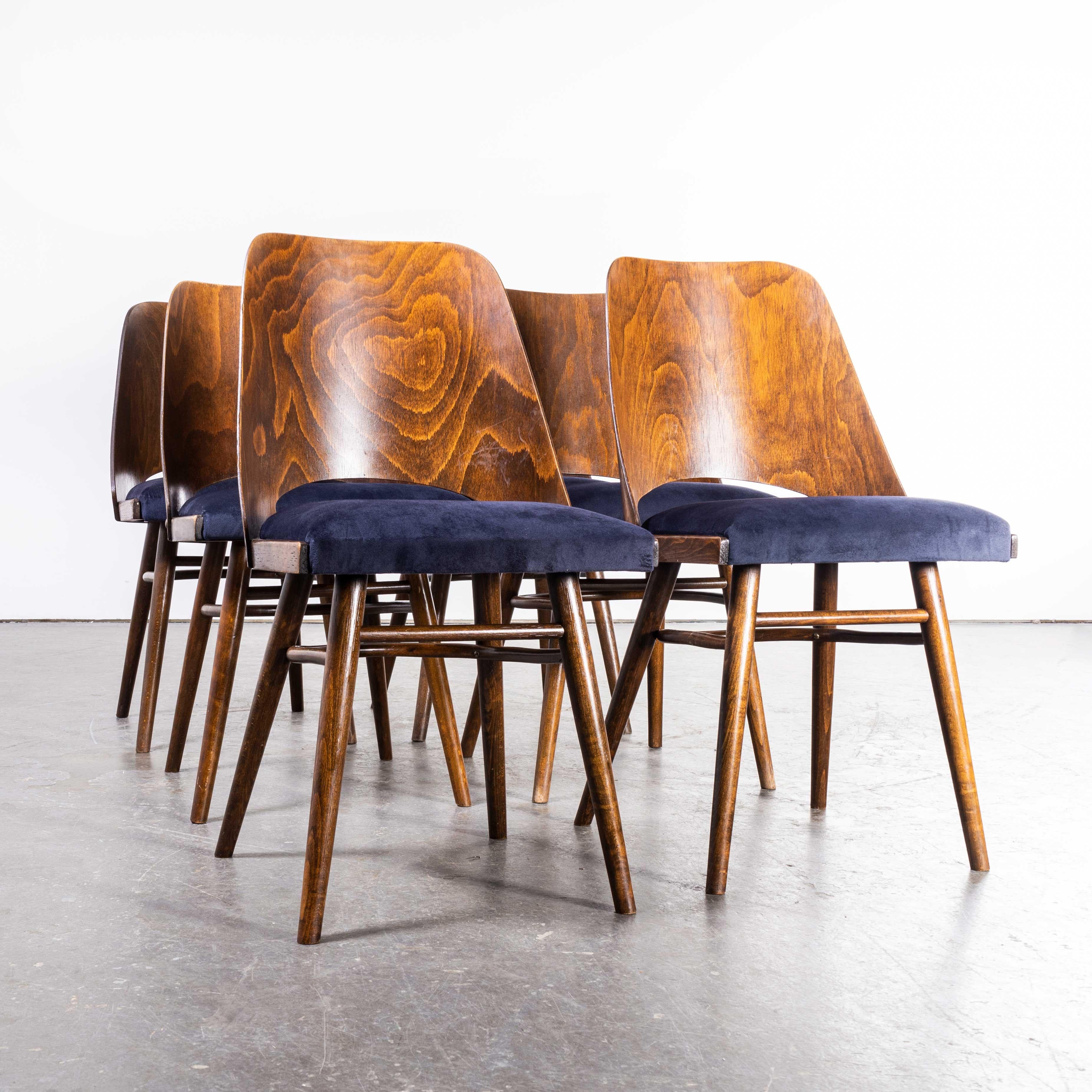 1950's Re-Upholstered Thon Dark Walnut Dining Chairs, Set of Six '1883' 4