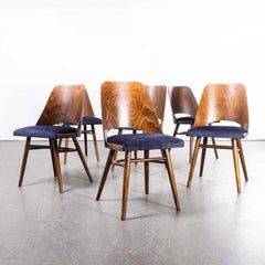 1950's Re-Upholstered Thon Dark Walnut Dining Chairs, Set of Six '1883'