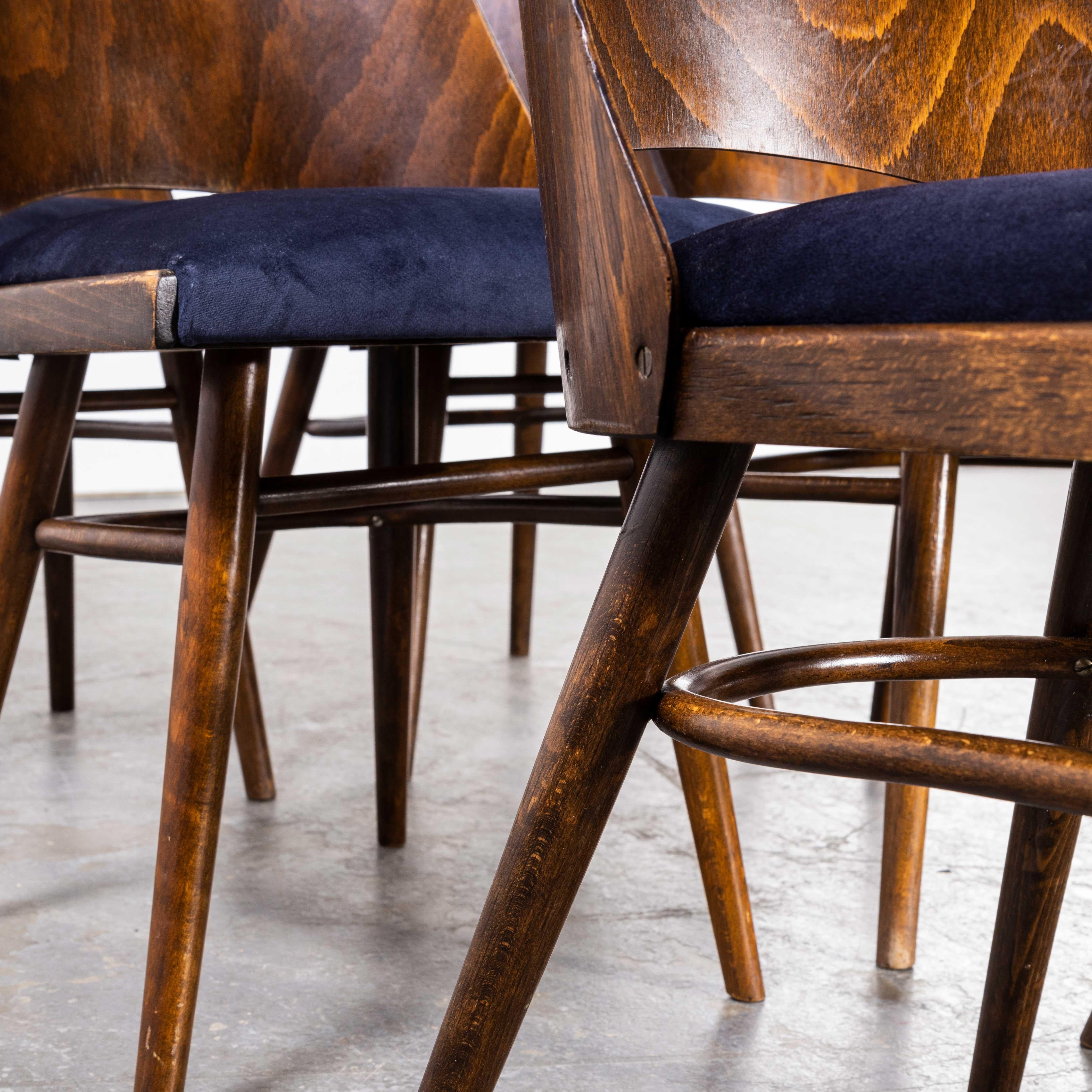 1950's Re-Upholstered Thon Dark Walnut Dining Chairs, Set of Six '1883' 1