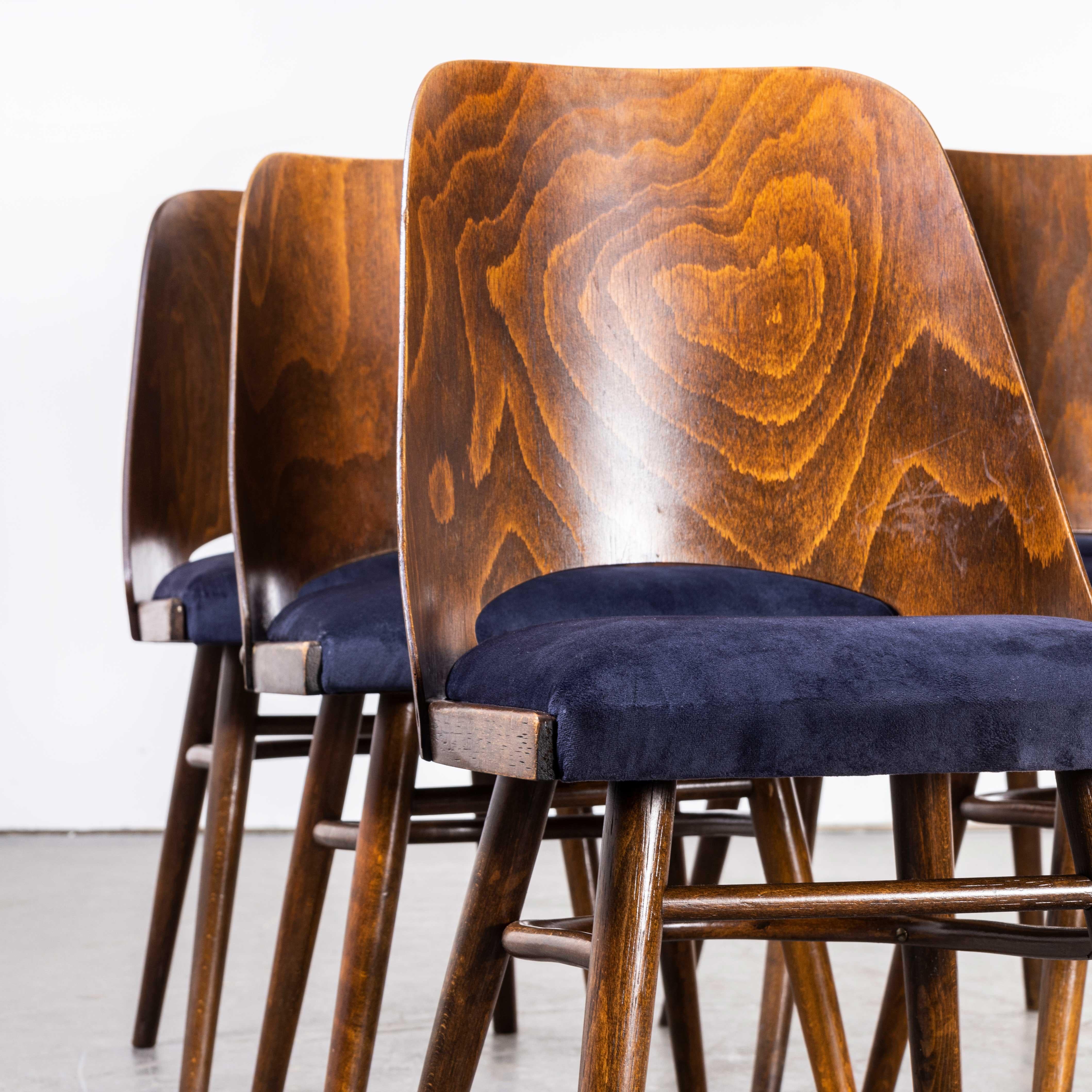 1950's Re-Upholstered Thon Dark Walnut Dining Chairs, Set of Six '1883' 3
