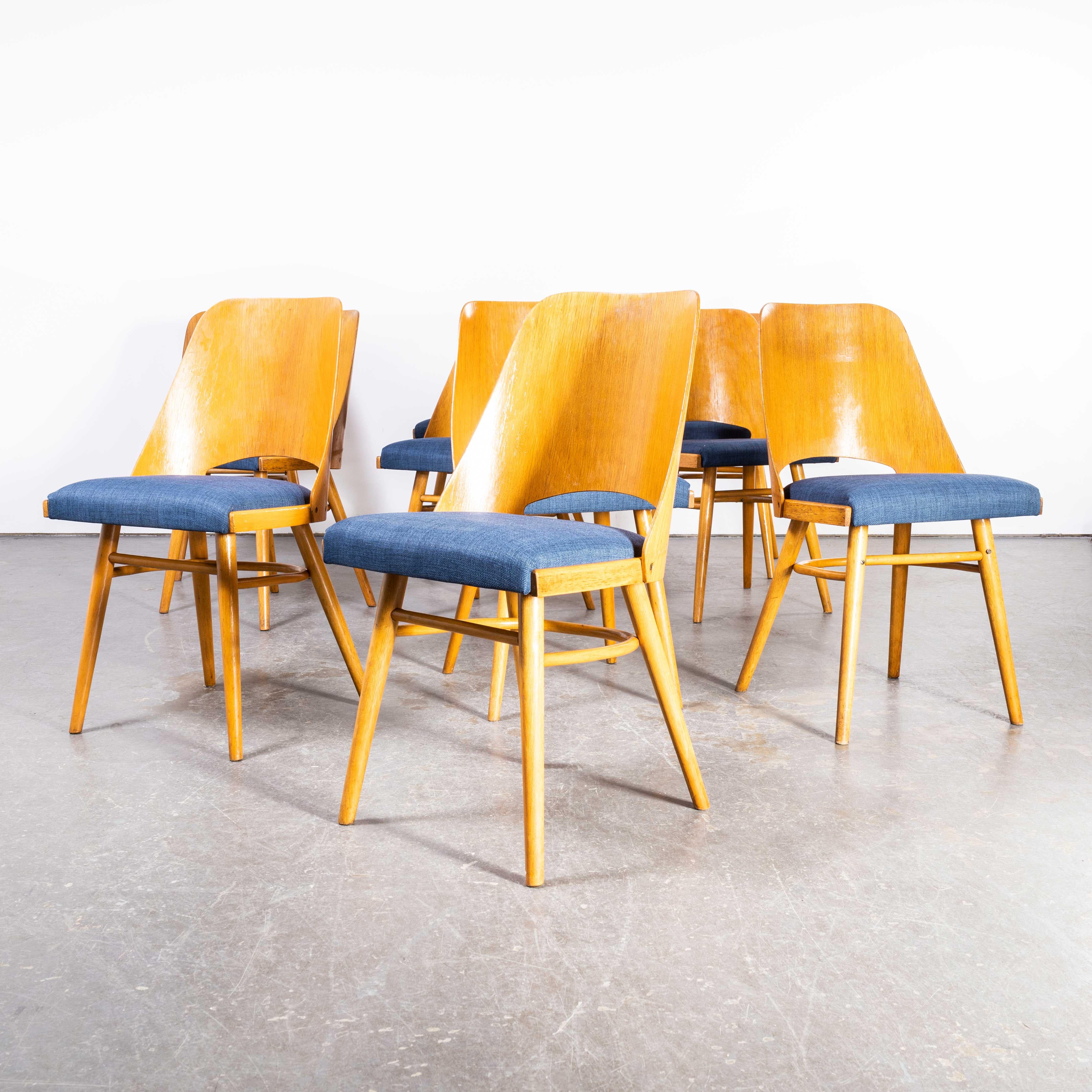 1950's Re -Upholstered Thon Light Oak Chairs By Radomir Hoffman - Set Of Ten For Sale 5