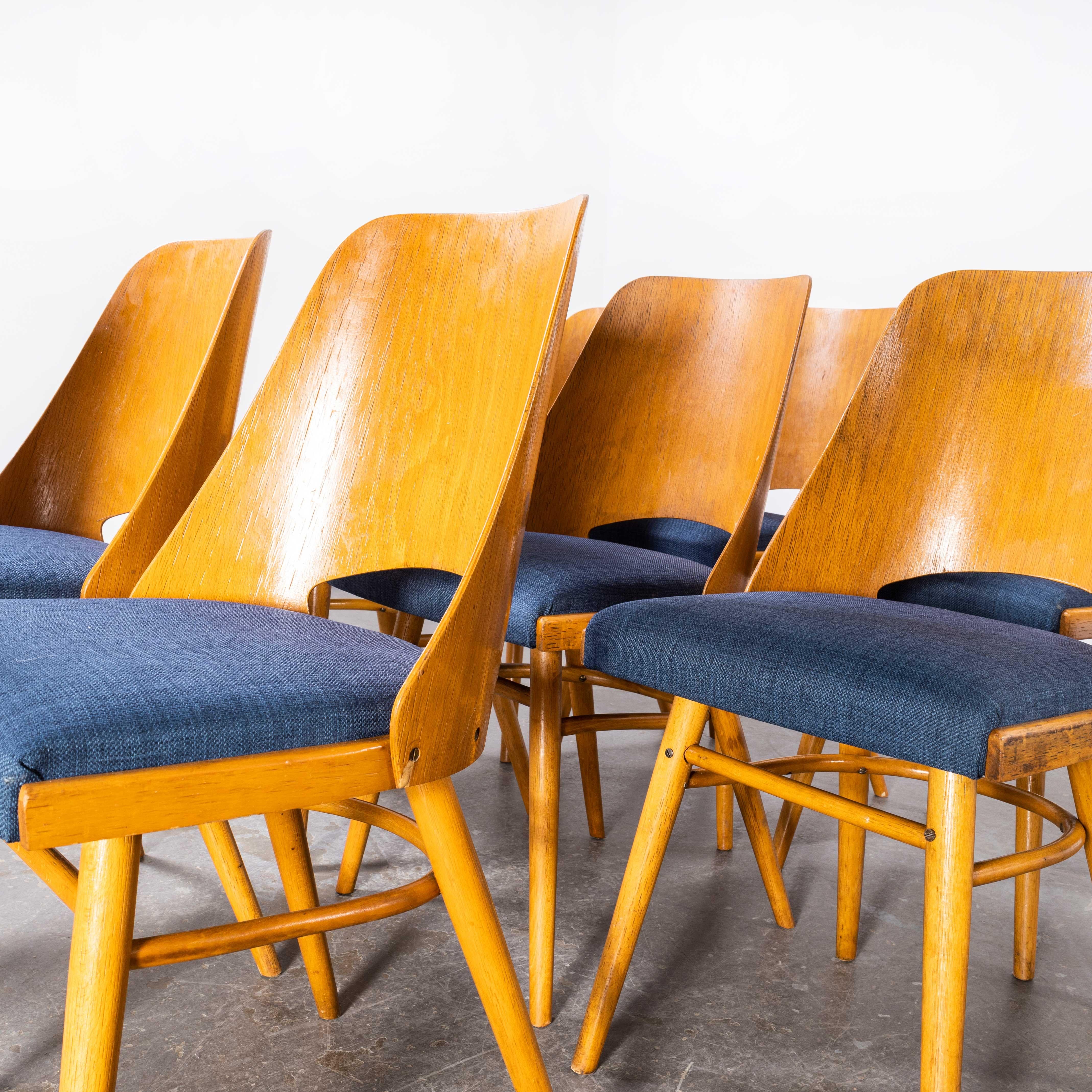 Mid-20th Century 1950's Re -Upholstered Thon Light Oak Chairs By Radomir Hoffman - Set Of Ten For Sale