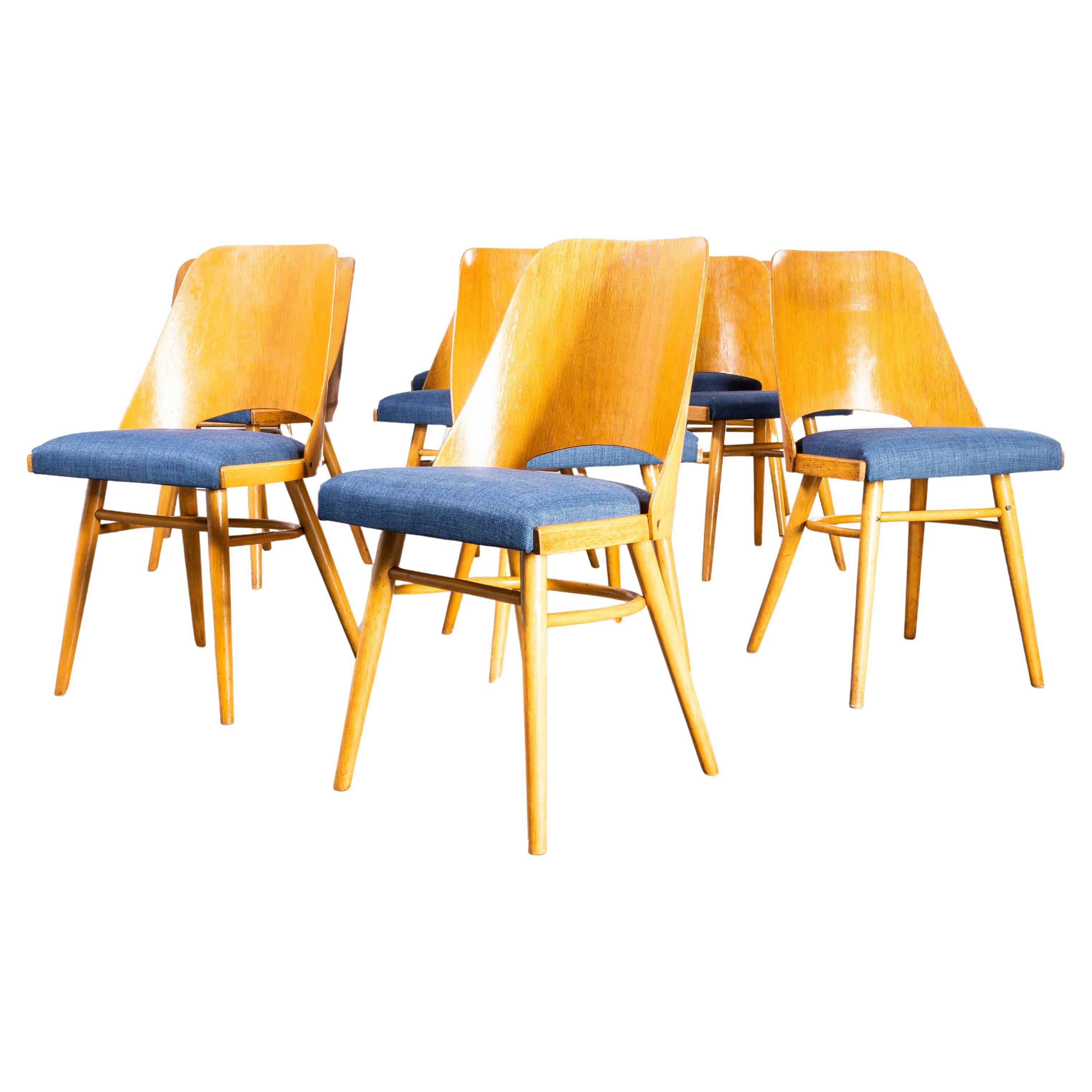 1950's Re -Upholstered Thon Light Oak Chairs By Radomir Hoffman - Set Of Ten For Sale