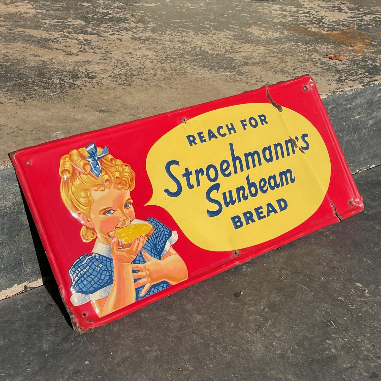 Reach Stroehmann Sunbeam Brotladen-Vitrinenschild, Seltenes Vintage-Werbeschild, 1950er Jahre im Angebot 6