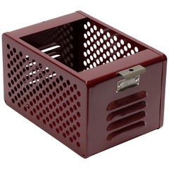 Vintage 1950s Reclaimed Mini Locker Basket, Refinished in Wine