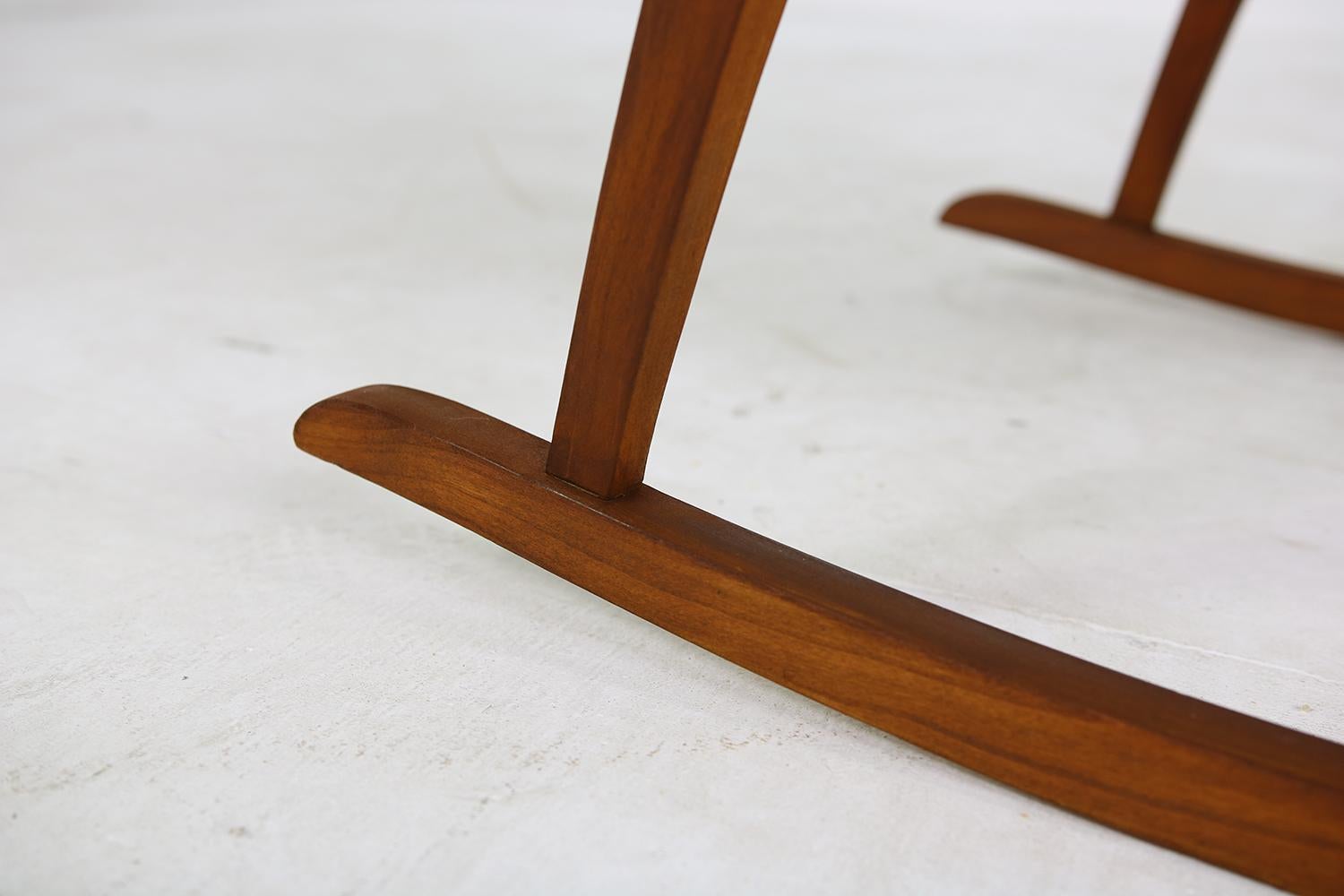 Faux Fur 1950s Reclinable Rocking Chair with Teddy Fur and Leather Mid-Century Modern