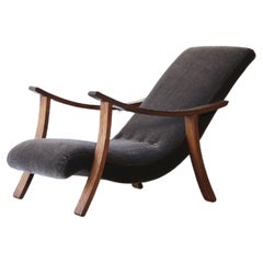 1950s Recliner Chair Newly Upholstered in Pure Mohair