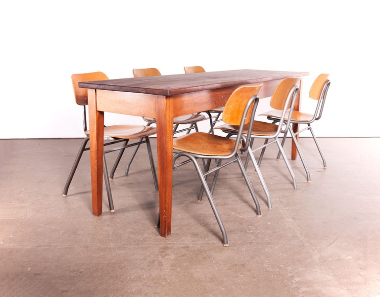 1950s Rectangular Laboratory Dining Tables with Solid Iroko Tops at 1stDibs
