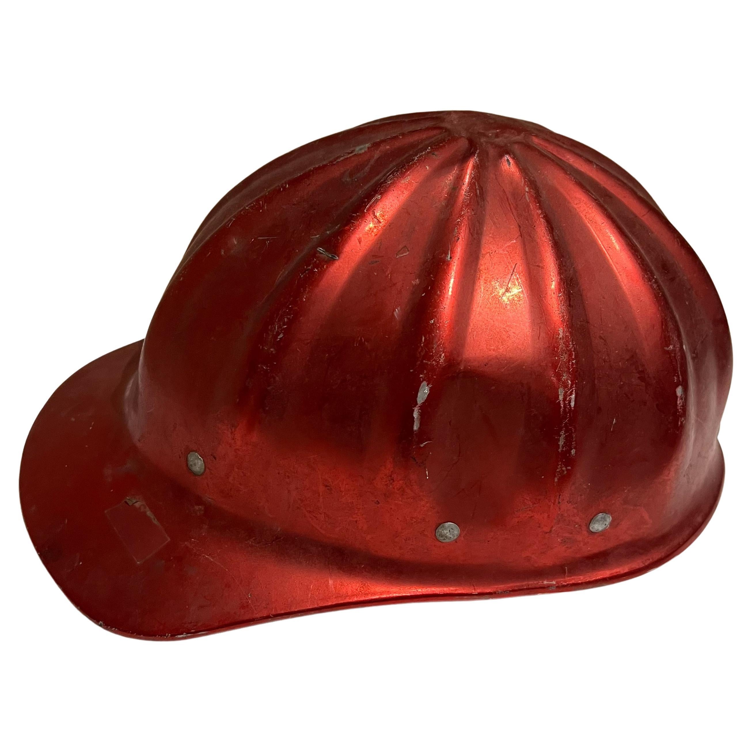1950s Red Aluminum Hard Hat SuperLite Fibre Metal Cap Style Chester PA