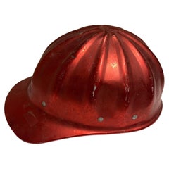 Vintage 1950s Red Aluminum Hard Hat SuperLite Fibre Metal Cap Style Chester PA