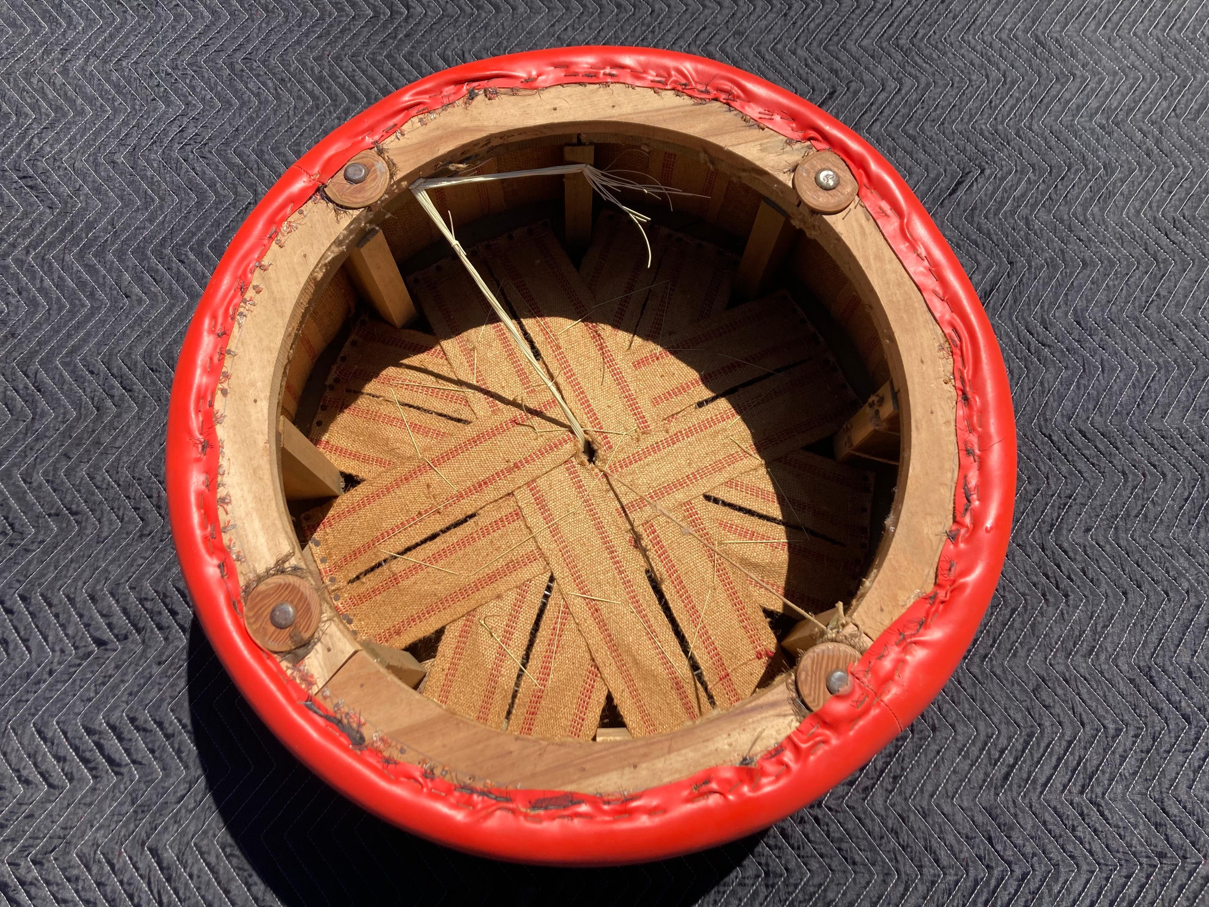 1950s Red and Black Stacked Ottoman Pouf 2