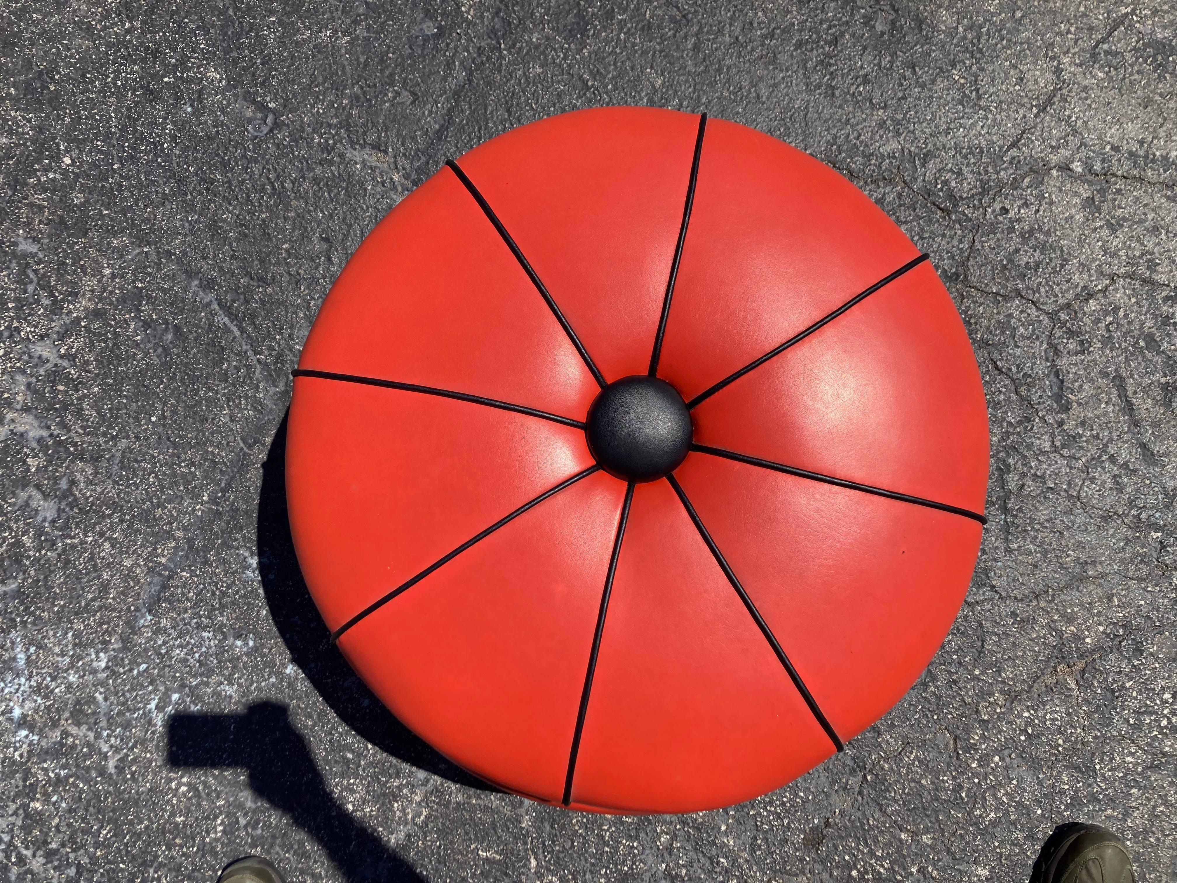 1950s Red and Black Stacked Ottoman Pouf  For Sale 5