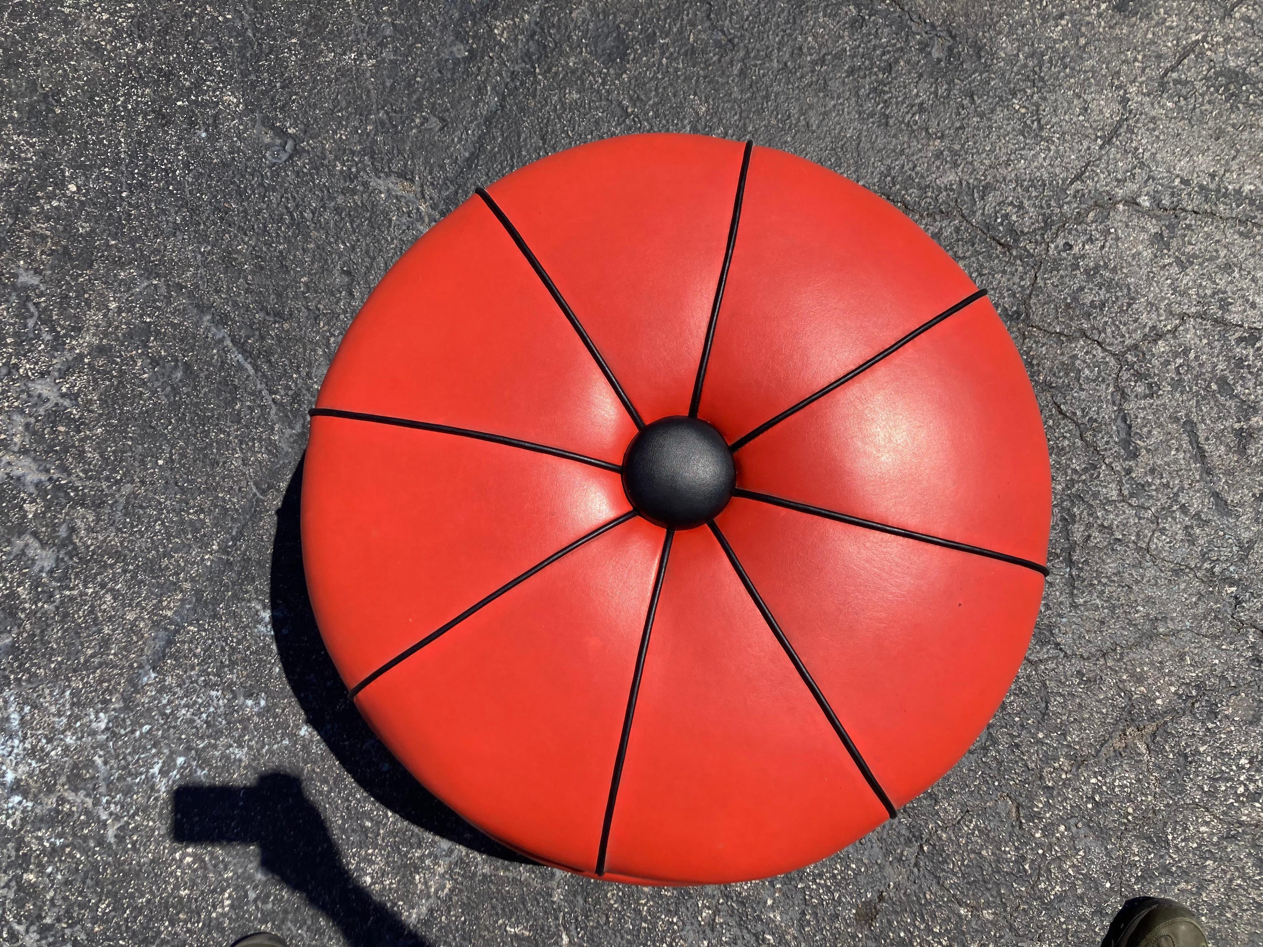 1950s Red and Black Stacked Ottoman Pouf  For Sale 7