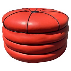 1950s Red and Black Stacked Ottoman Pouf 