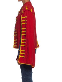 1950S Red & Blue Cotton Men's 16Th Century Style Jacket With Cape Sleeves Gold