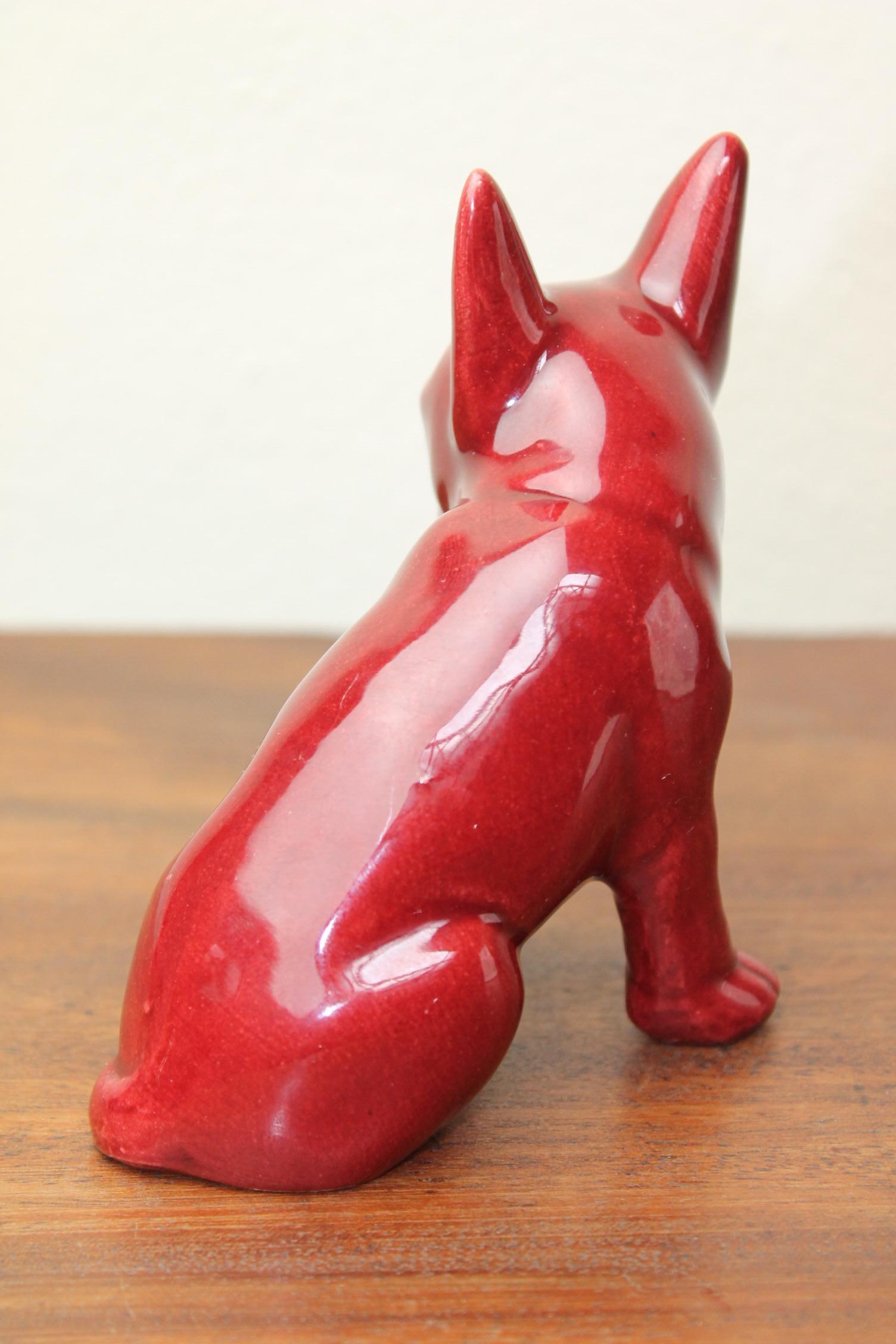 1950s Red-Bordeaux French Bulldog Figurine (Porzellan)
