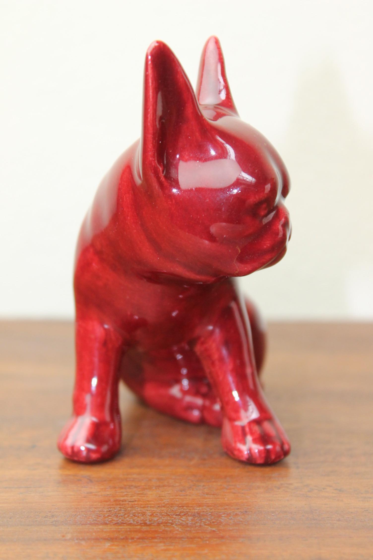1950s Red-Bordeaux French Bulldog Figurine 2
