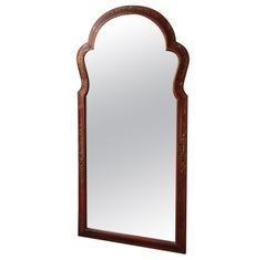 1950s Red Hand  Painted  Chinoiserie Mirror