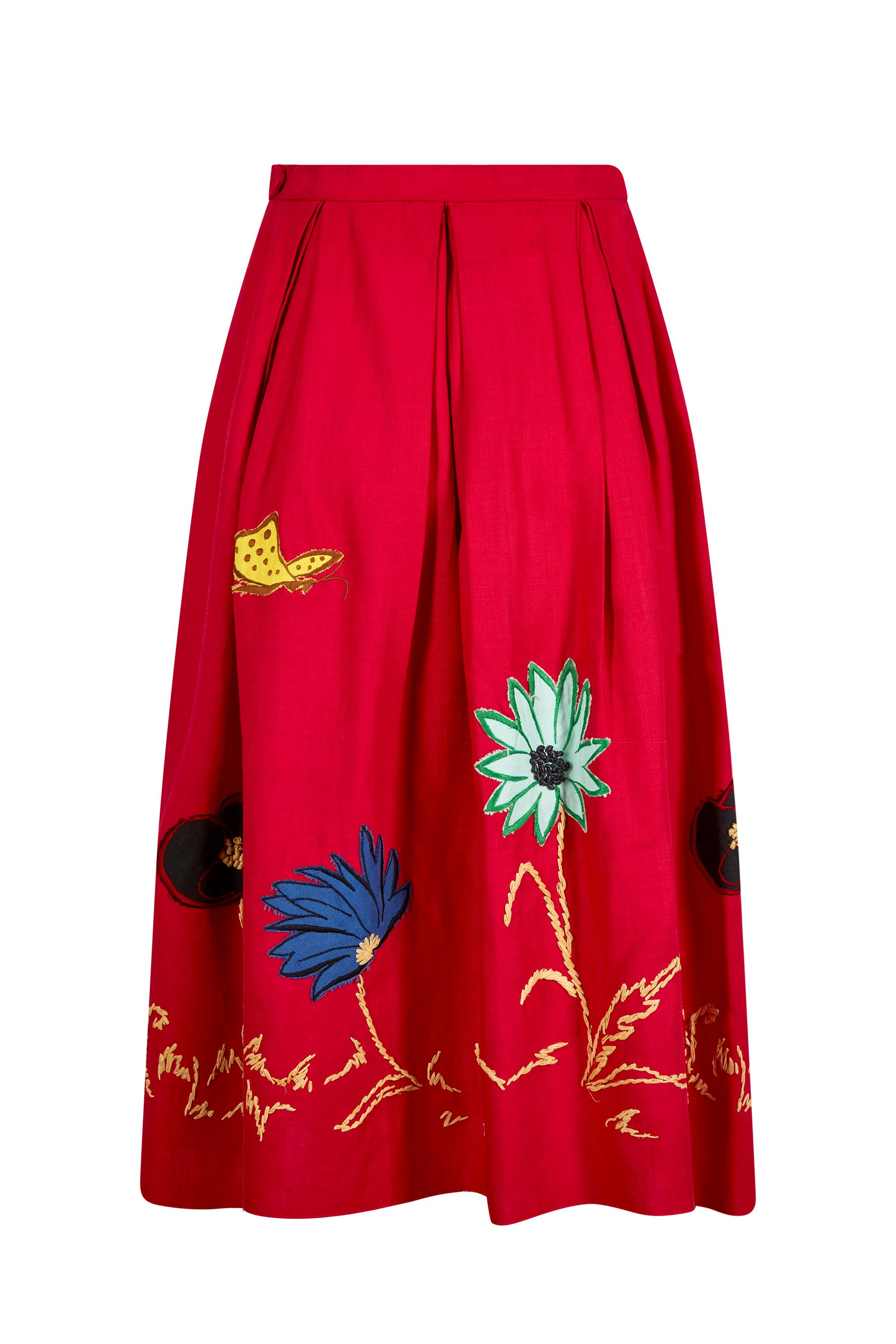 floral applique skirt