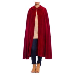 1950S Rotes Baumwollsamt Cape mittlerer Länge