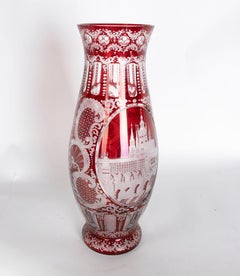 1950s Red Cut Crystal Vase
