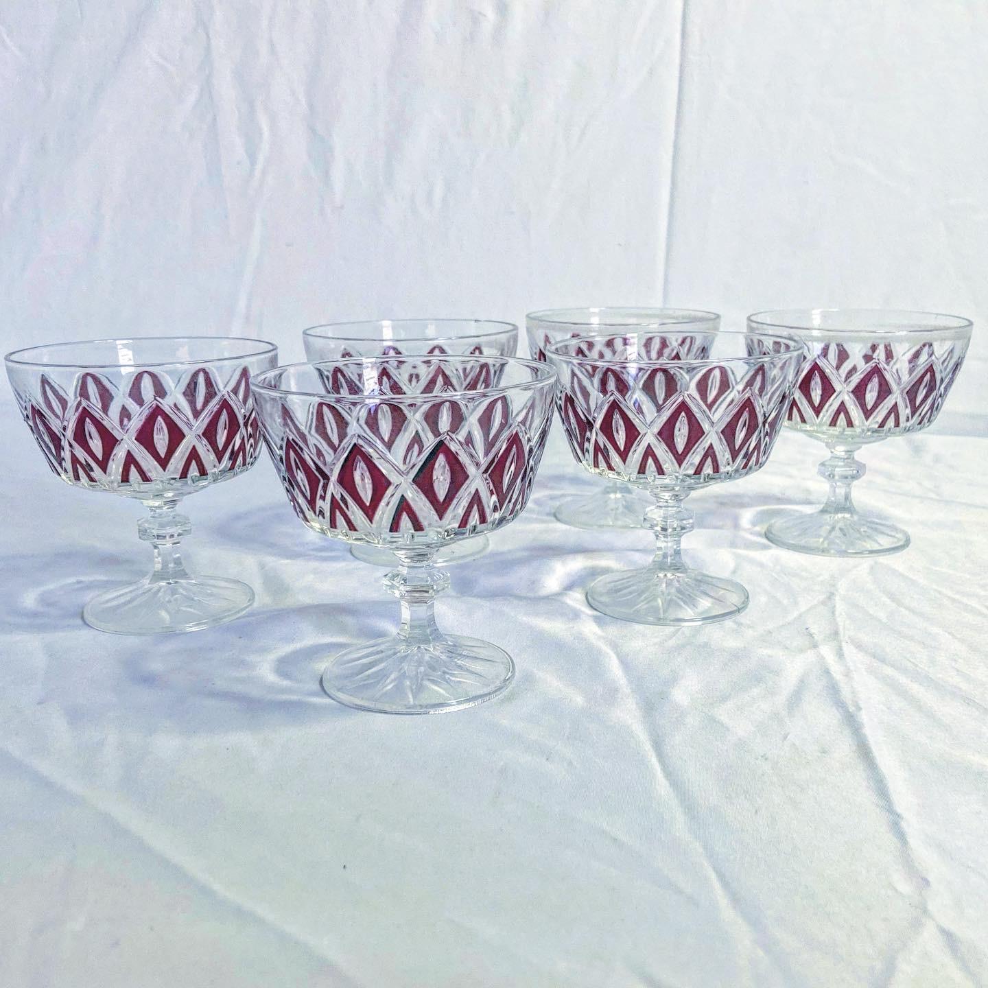 Set of 6.  Each measure 3.5”D, 3.75”H