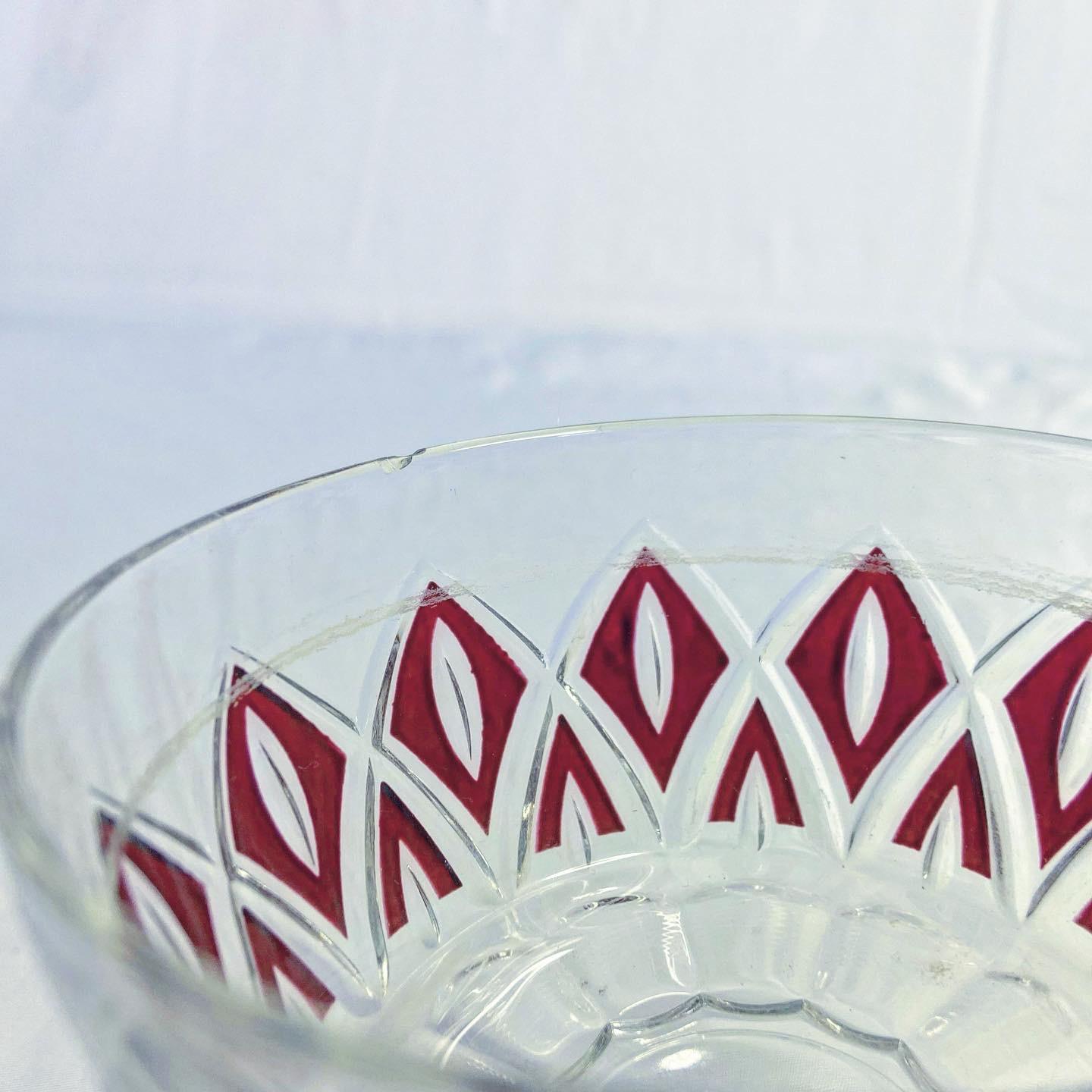 French 1950s Red Diamond Sherbert Glasses By VMC Reims