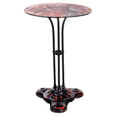 1950's Red French Metal Tripod Base Small Gueridon Table