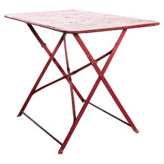 1950's Red French Rectangular Metal Folding Dining Table