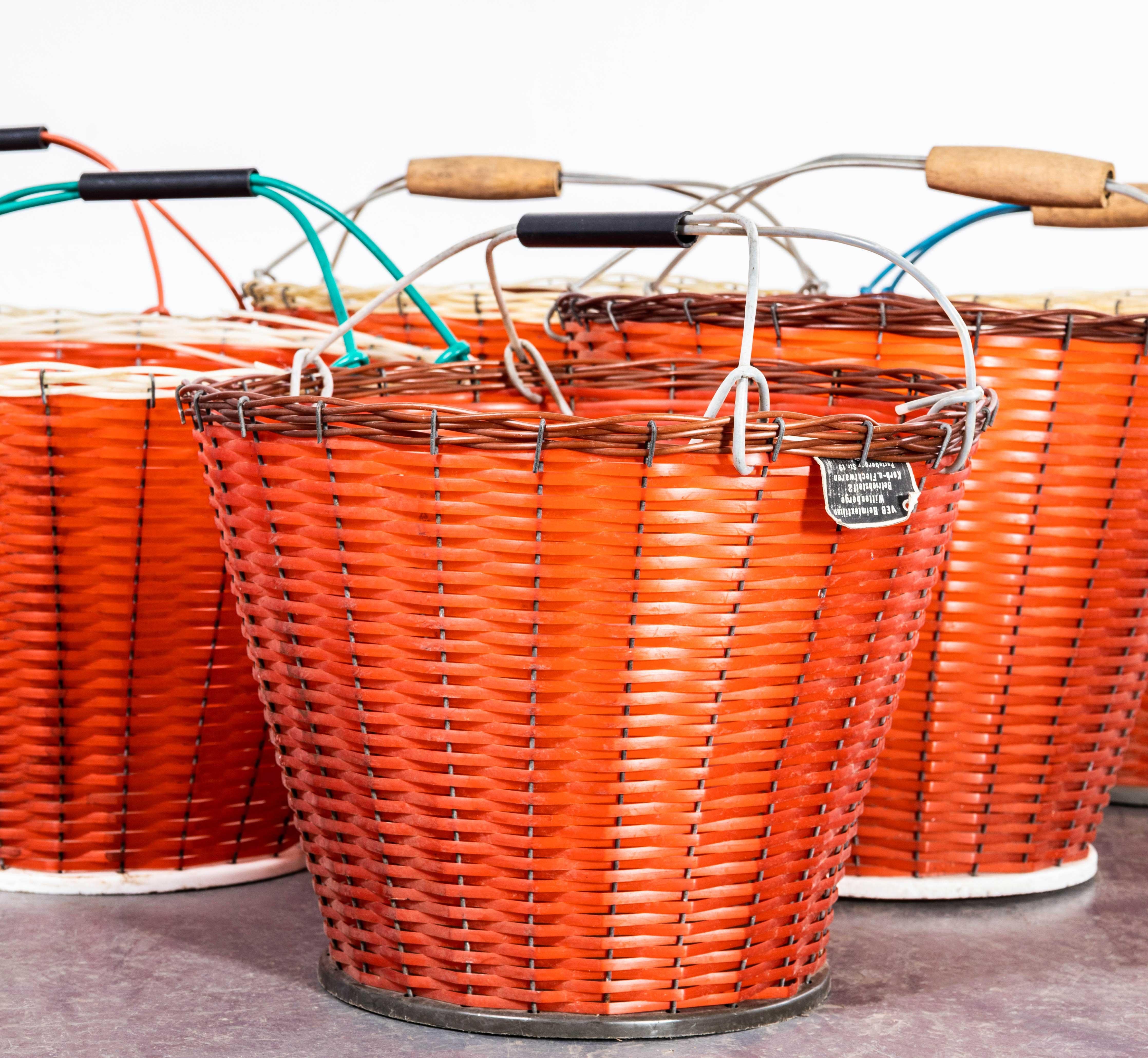 1950's Red Grape Picking Baskets - New Old Stock GDR In Good Condition In Hook, Hampshire