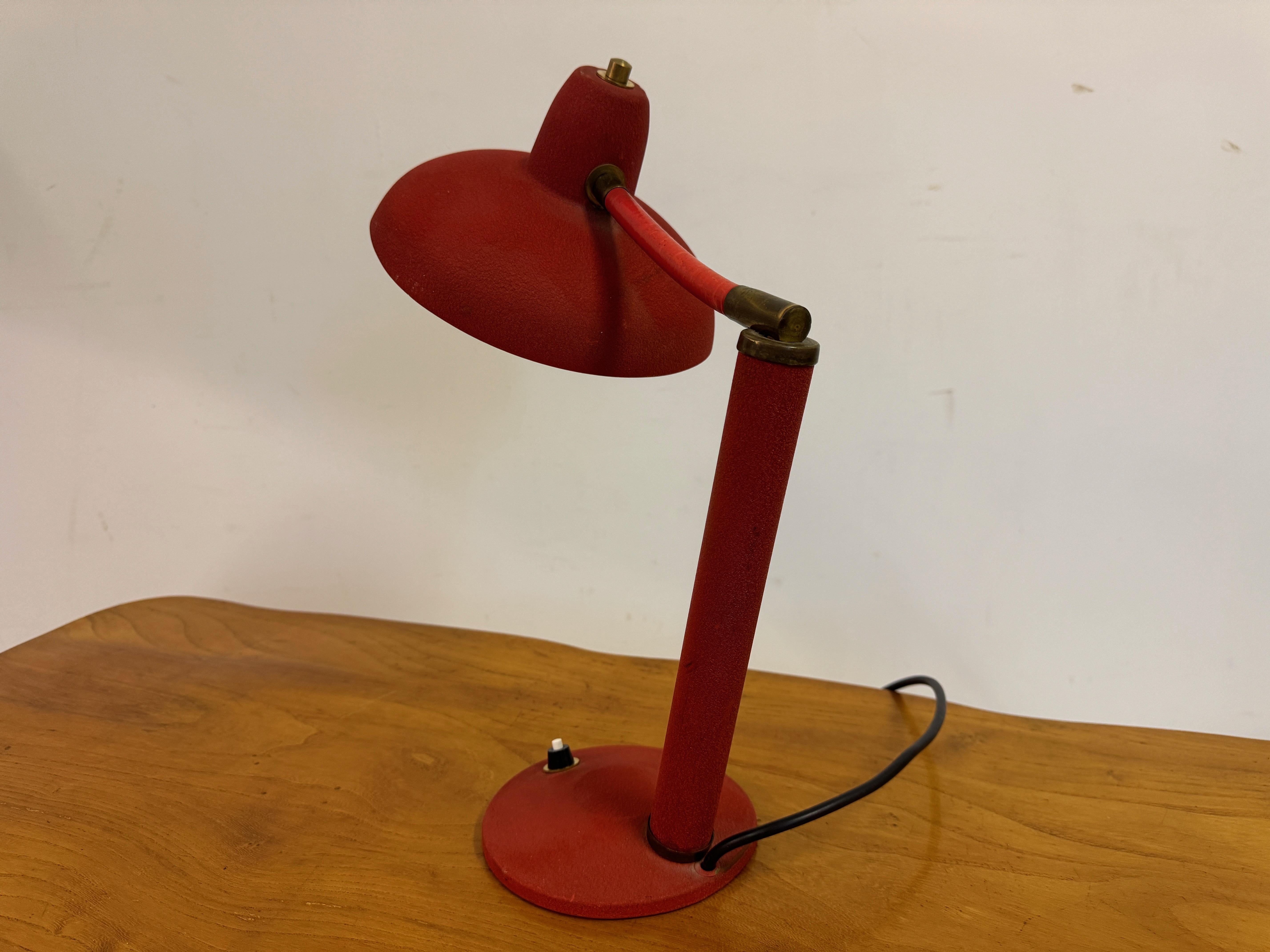 1950s Red Italian Table Lamp For Sale 5