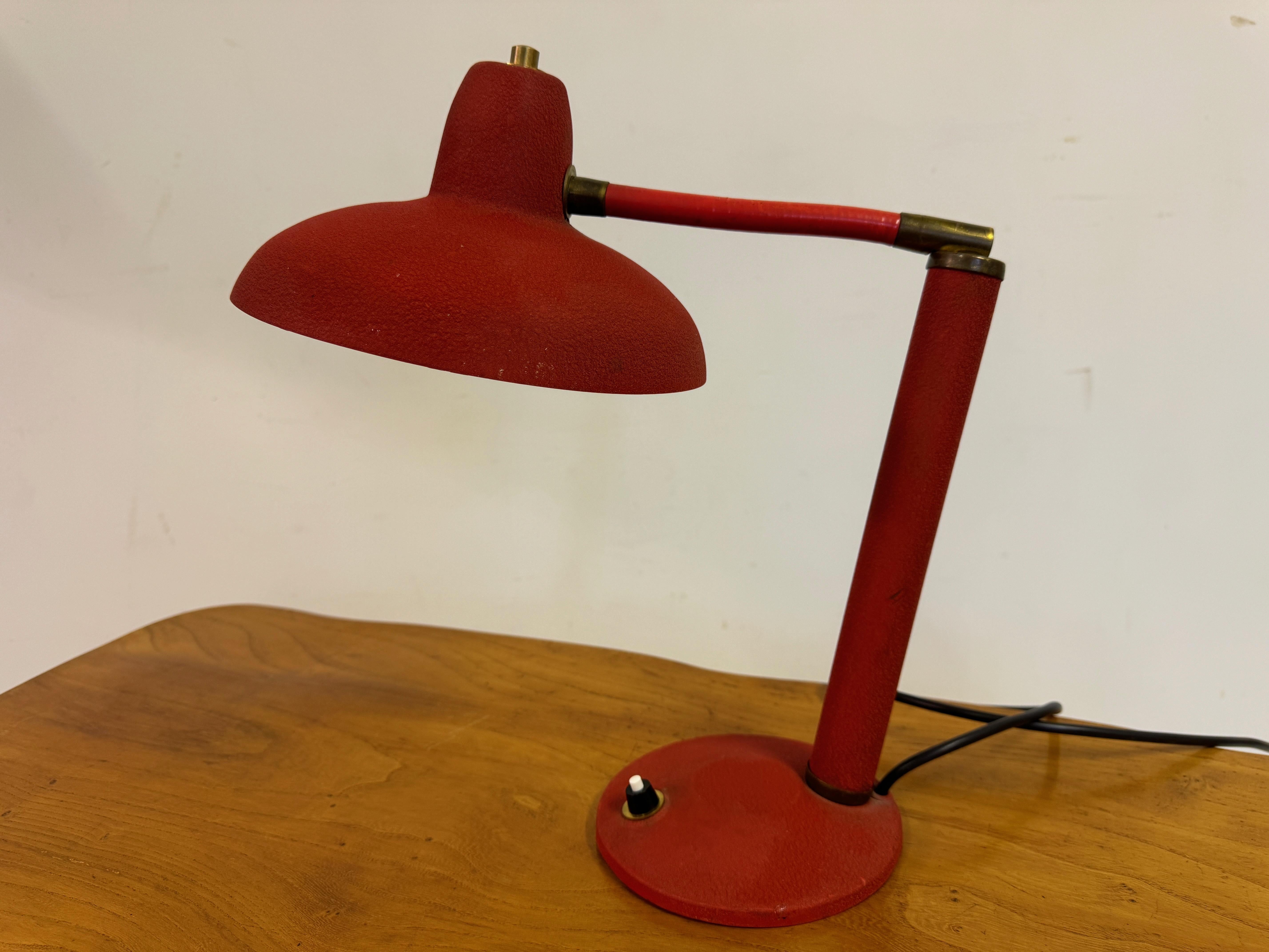 Mid-Century Modern 1950s Red Italian Table Lamp For Sale