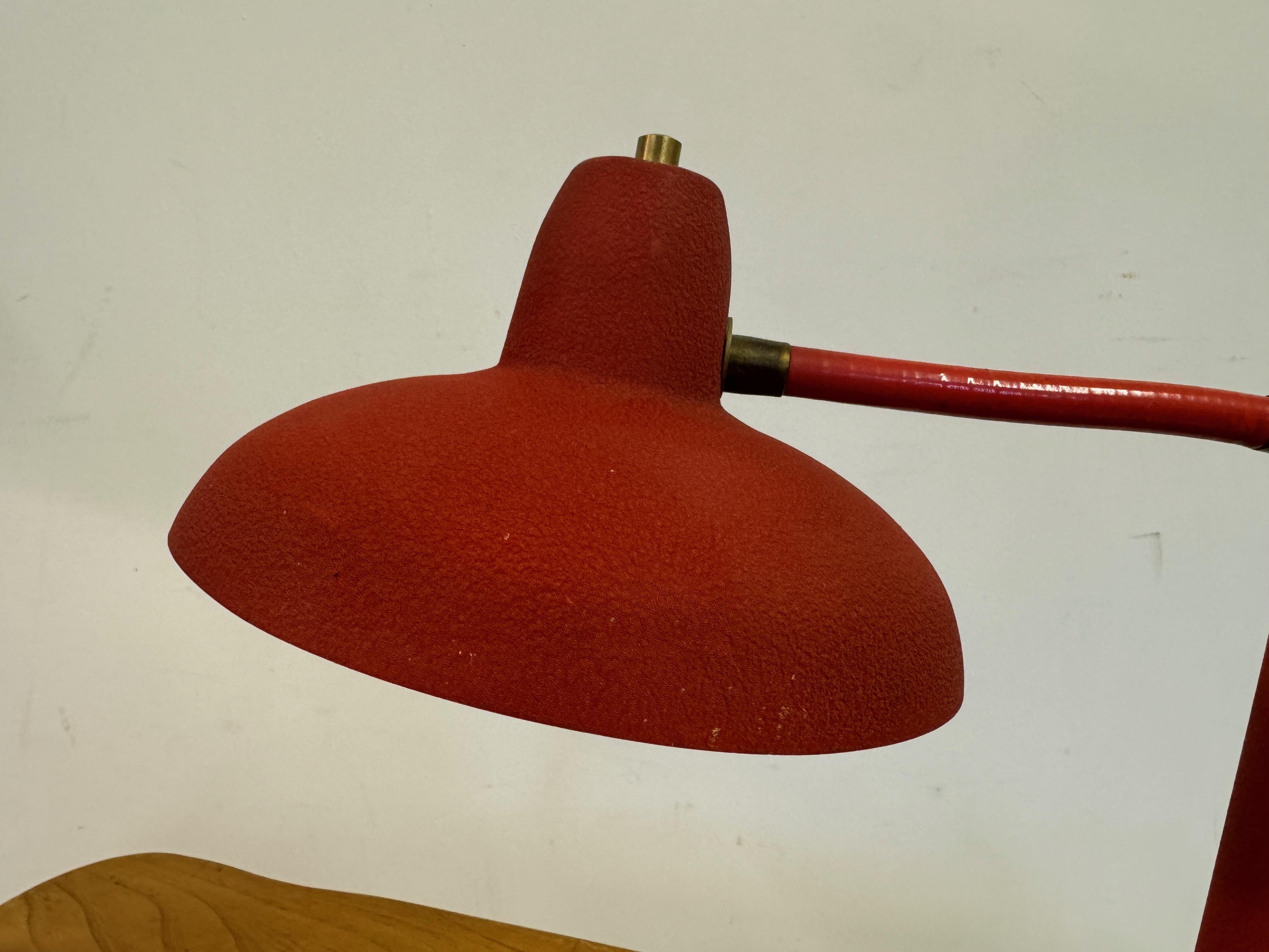 1950s Red Italian Table Lamp For Sale 2