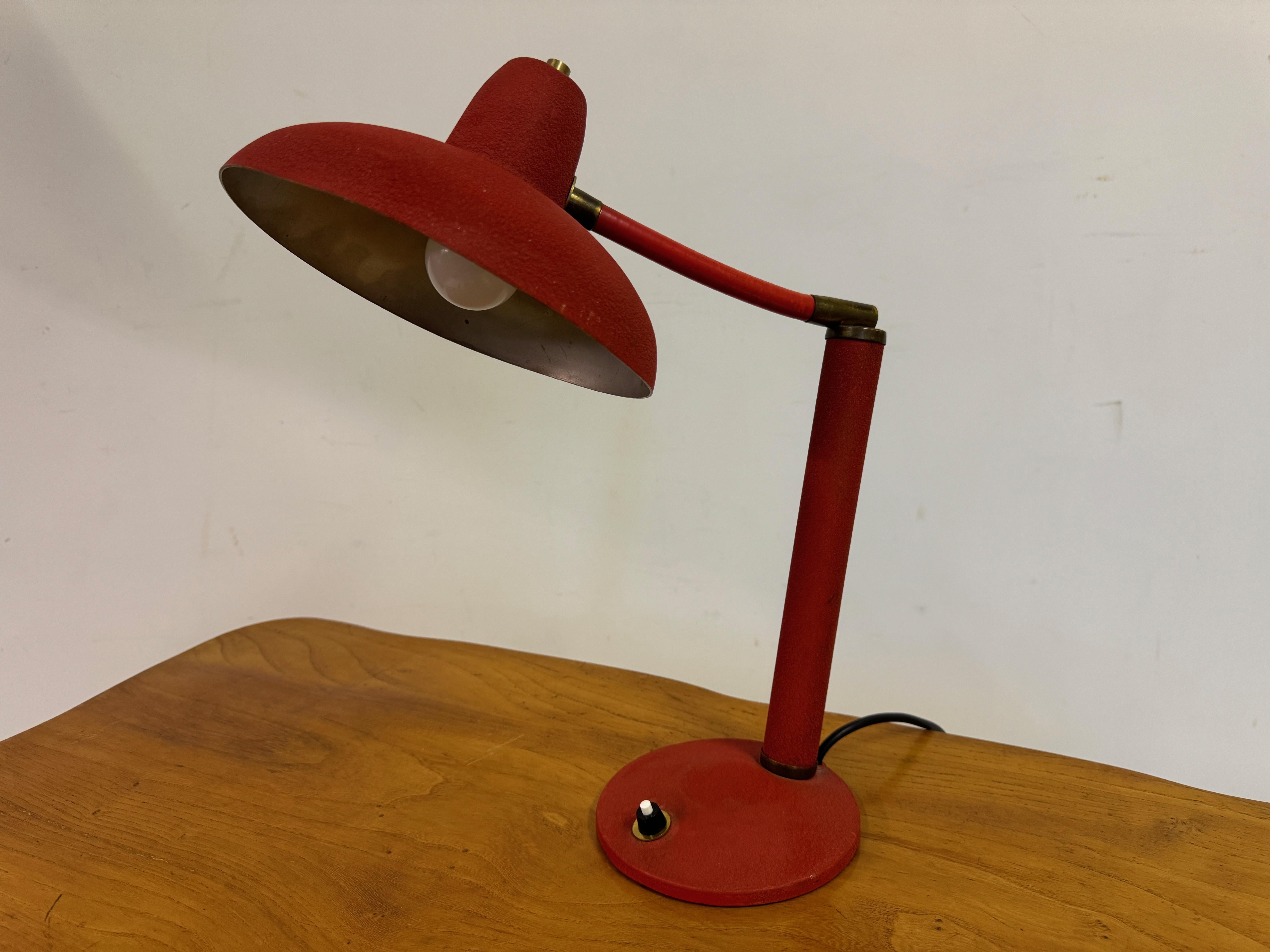 1950s Red Italian Table Lamp For Sale 3
