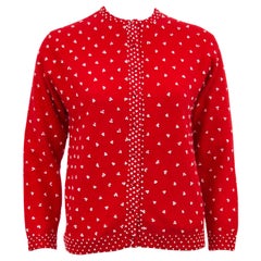 1950's Red Knit Cardigan with French Knot Details